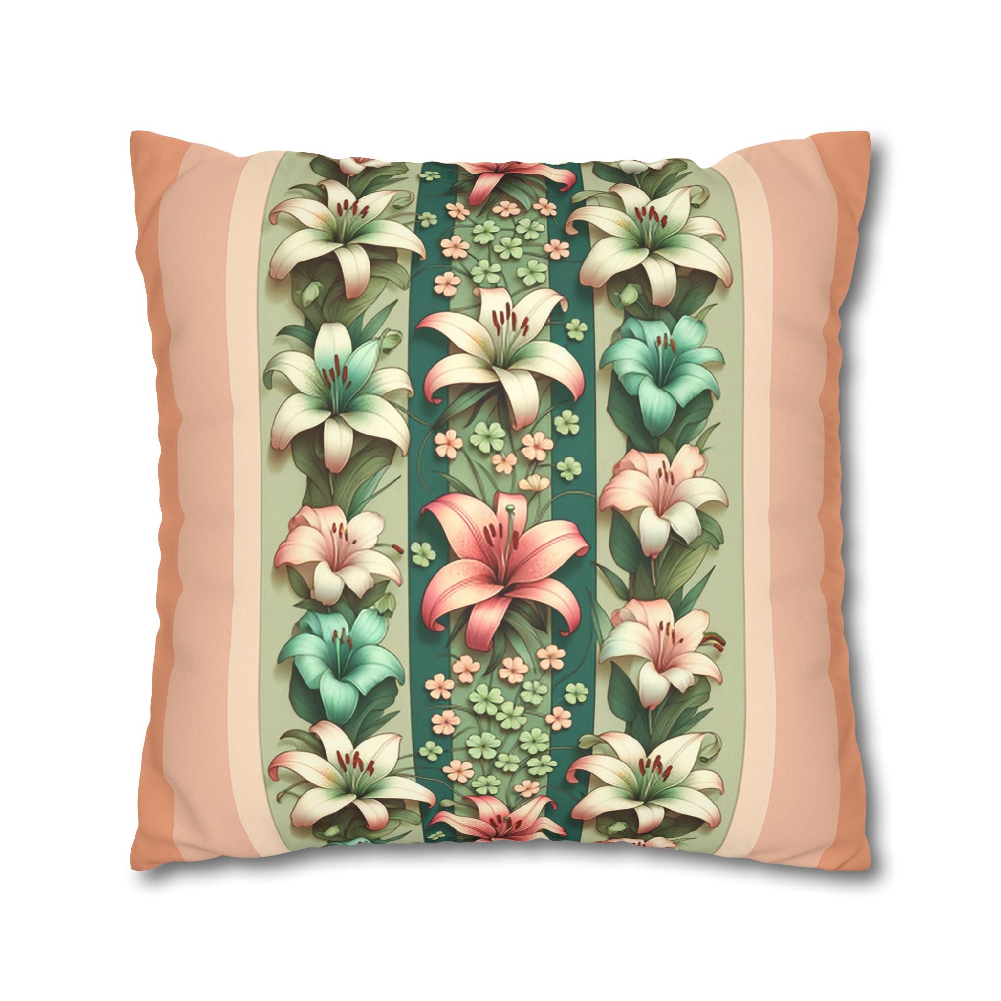 Pastel coloured Lilies - Suede Square Pillowcase