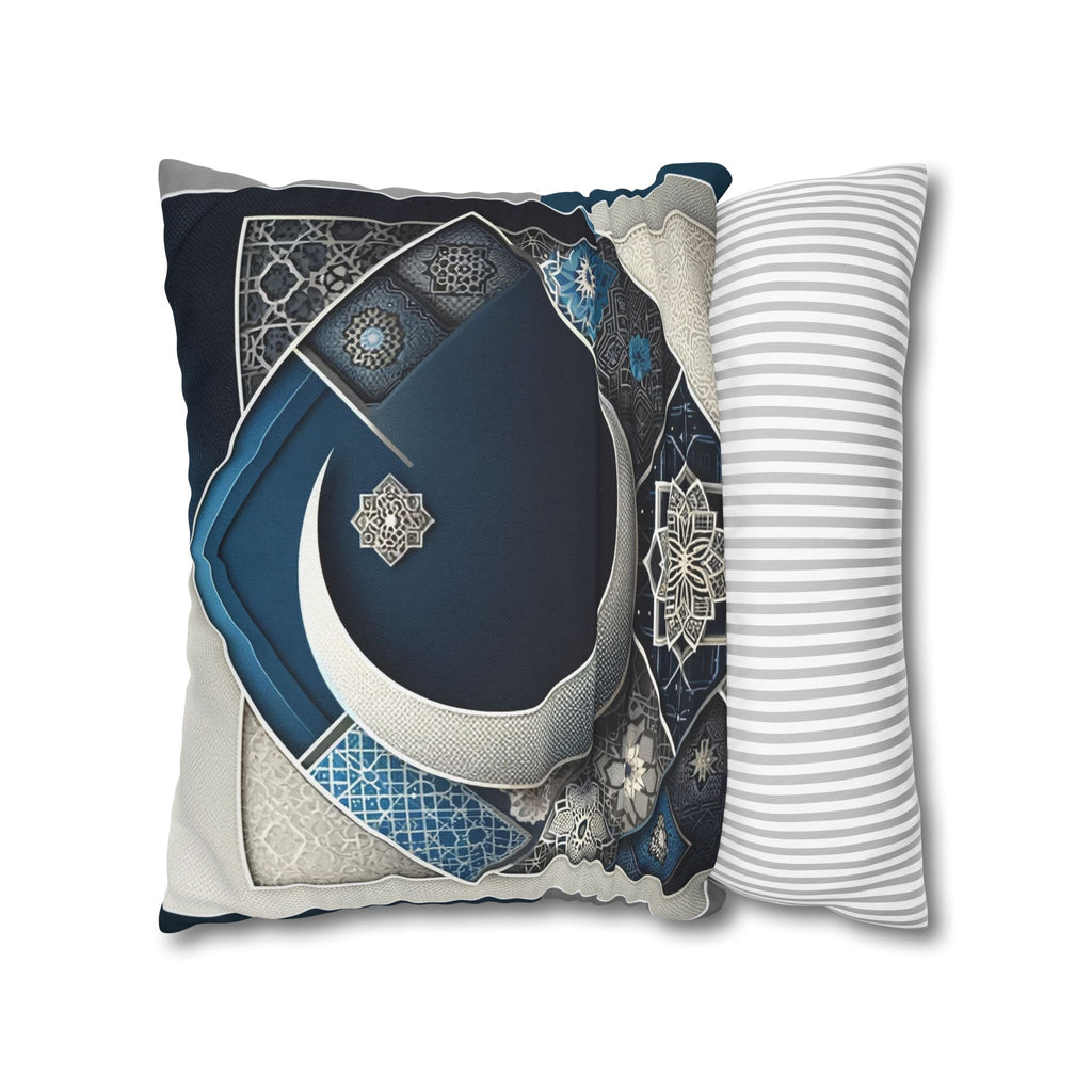 Islamic Art, Silver-blue - Polyester Square Pillowcase