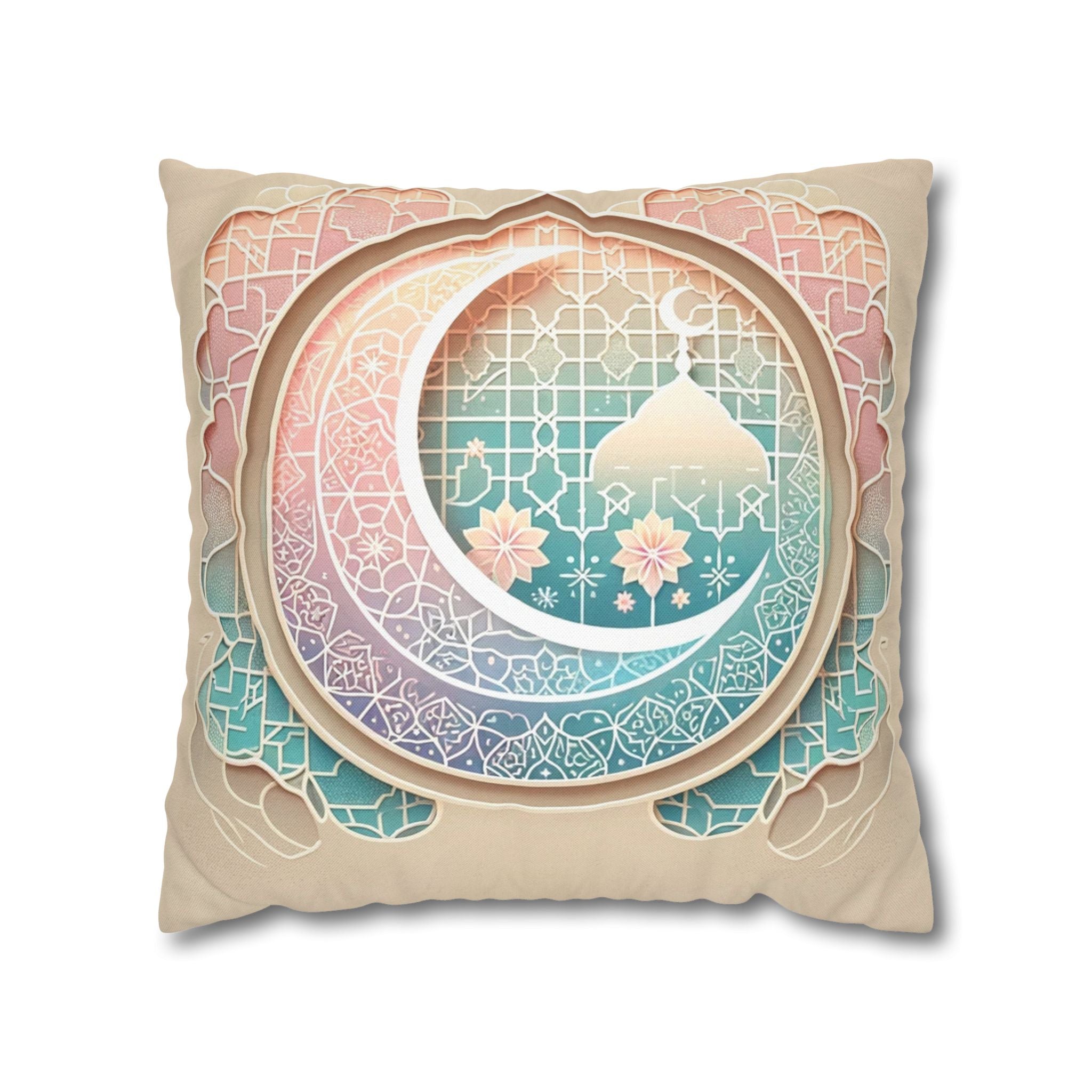 Islamic Art - peach coloured - Polyester Square Pillowcase