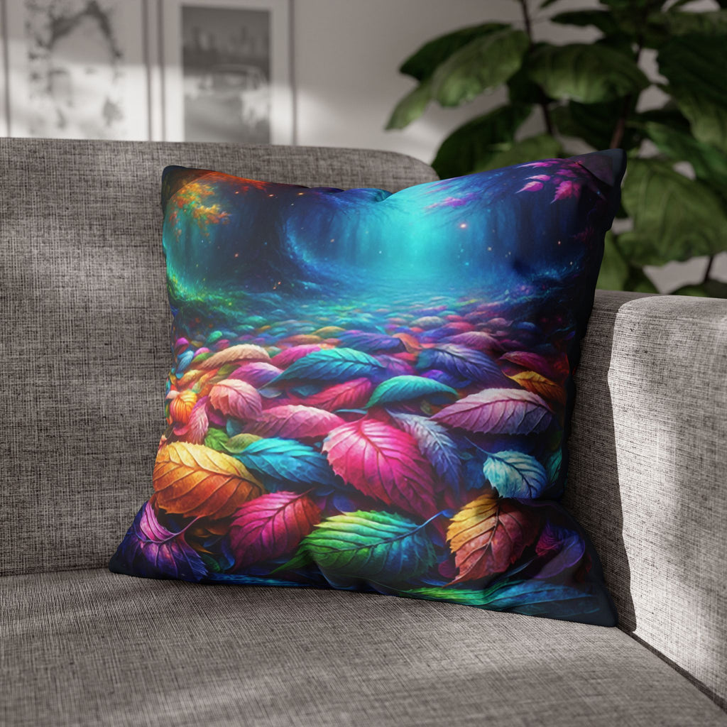 Magical leaves (blue light) - Suede Square Pillowcase