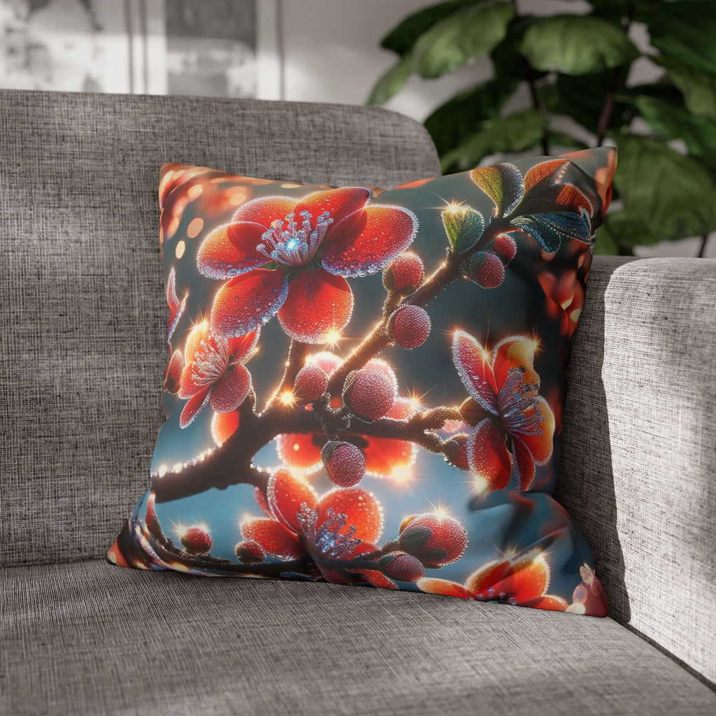 Red diamond flowers (in sun rise) - Suede Square Pillowcase