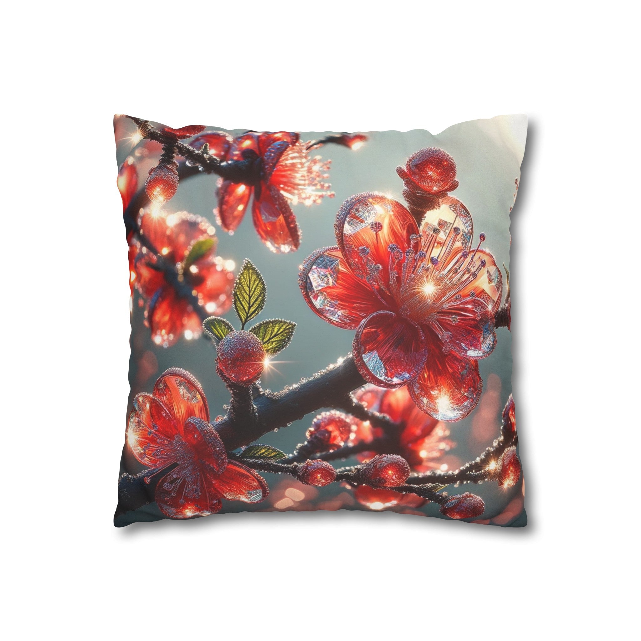 Red diamond flowers (1) - Suede Square Pillowcase