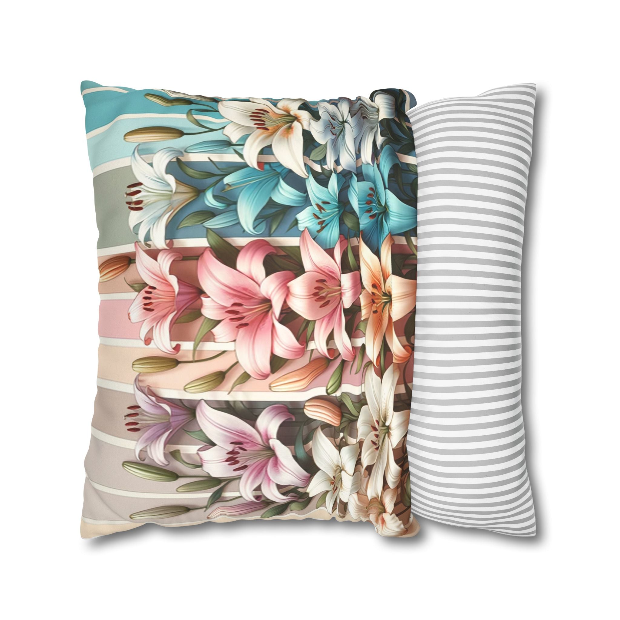 Lilies (in columns) - Suede Square Pillowcase