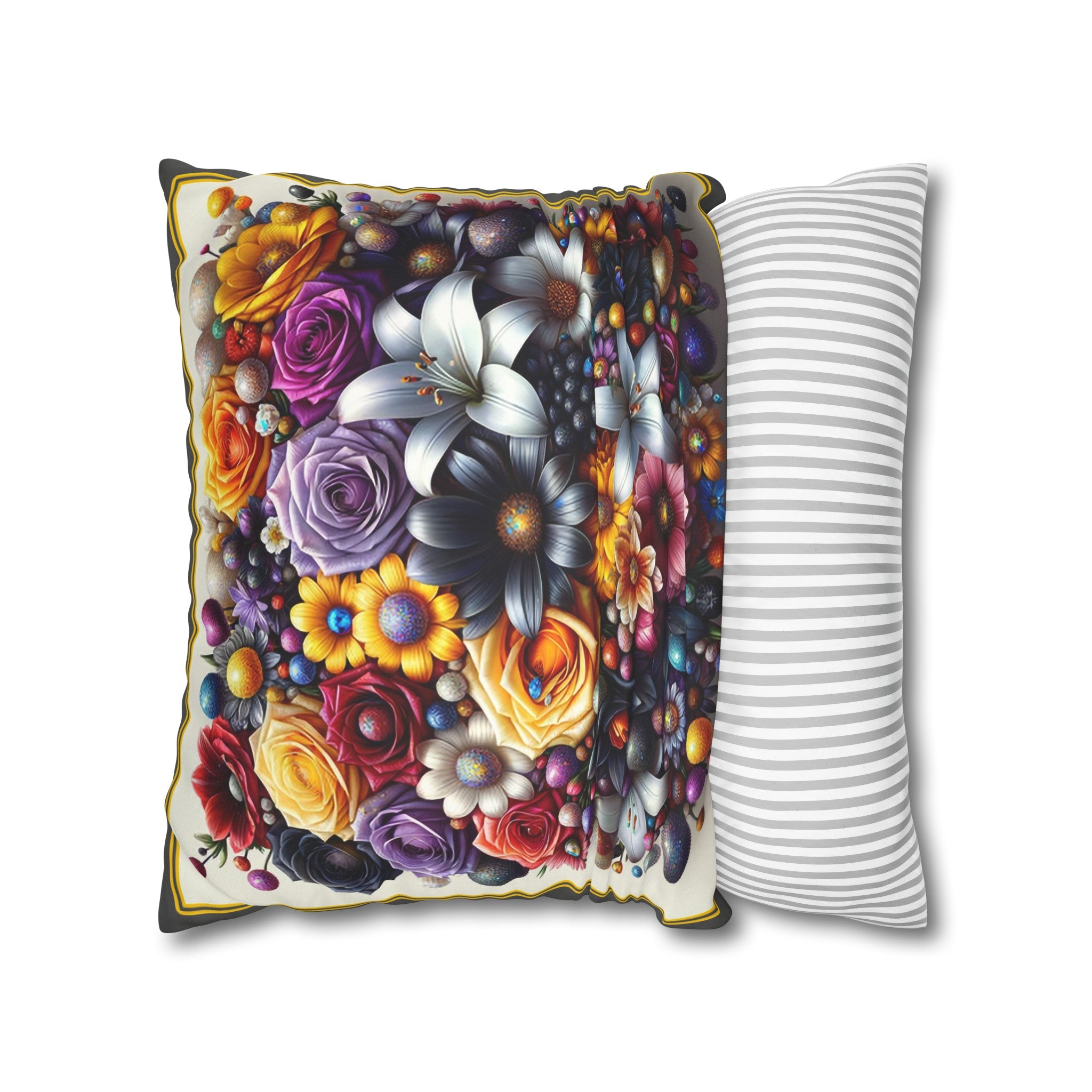 Colourful Bouquet (3) - Suede Square Pillowcase