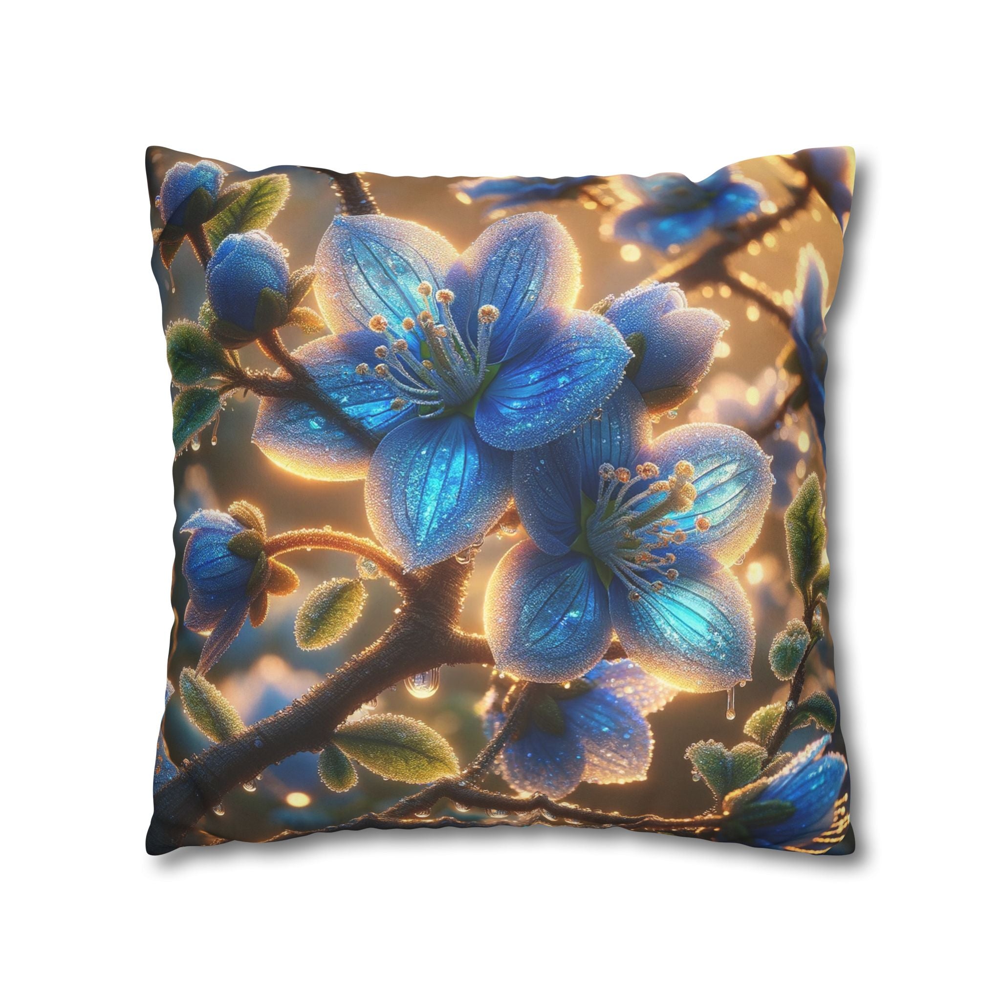 Large blue flowers  - Suede Square Pillowcase