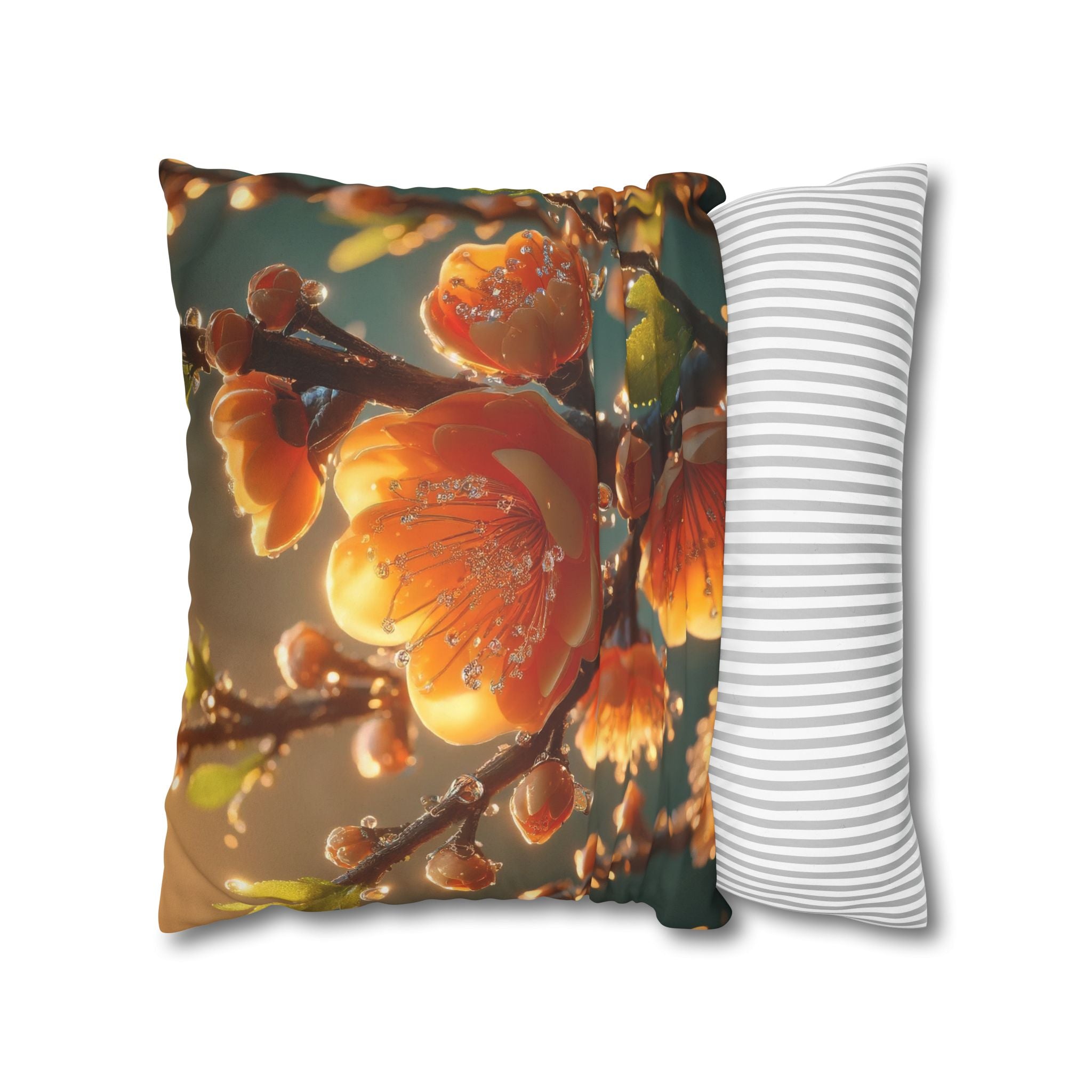 Orange coloured flowers  - Suede Square Pillowcase