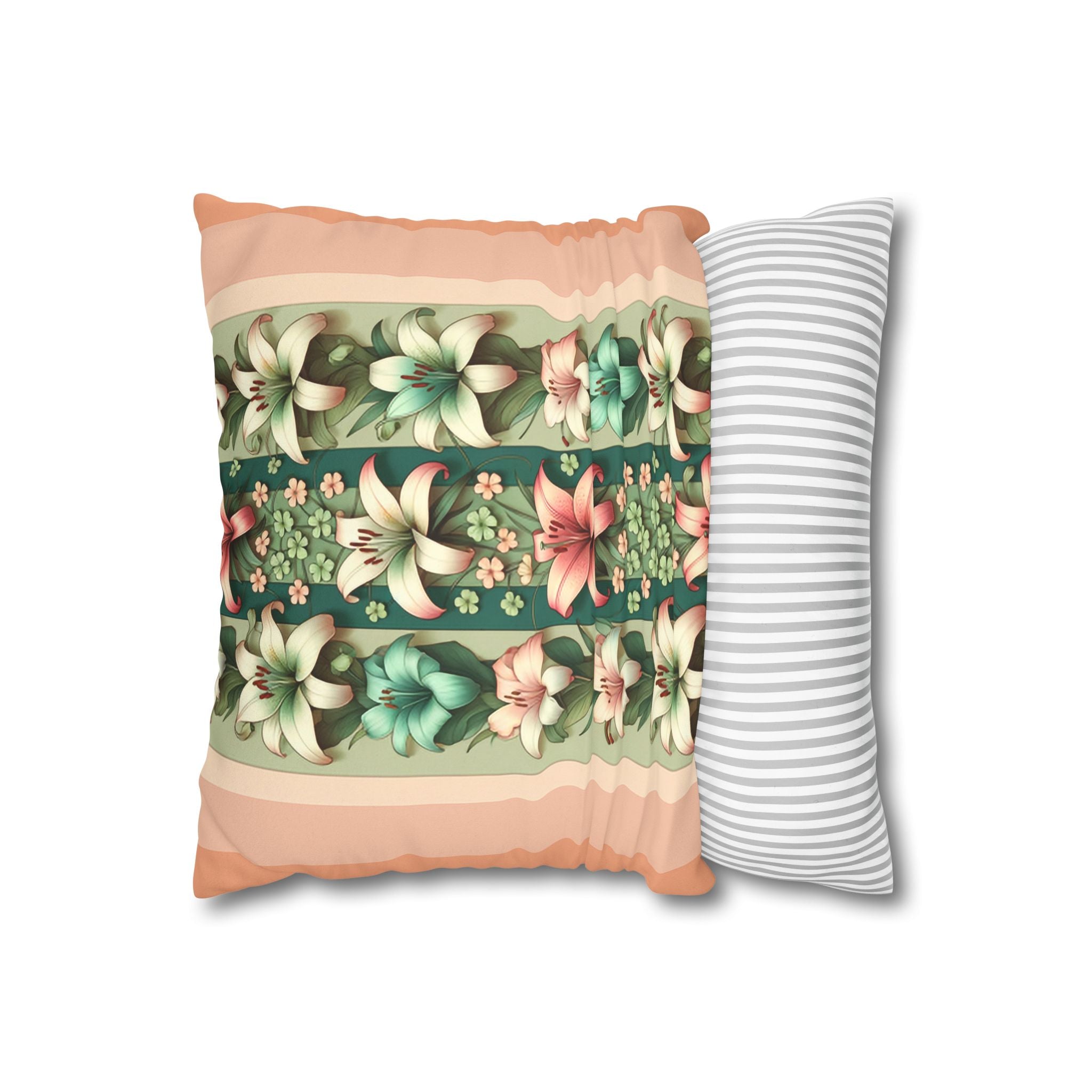 Pastel coloured Lilies - Suede Square Pillowcase