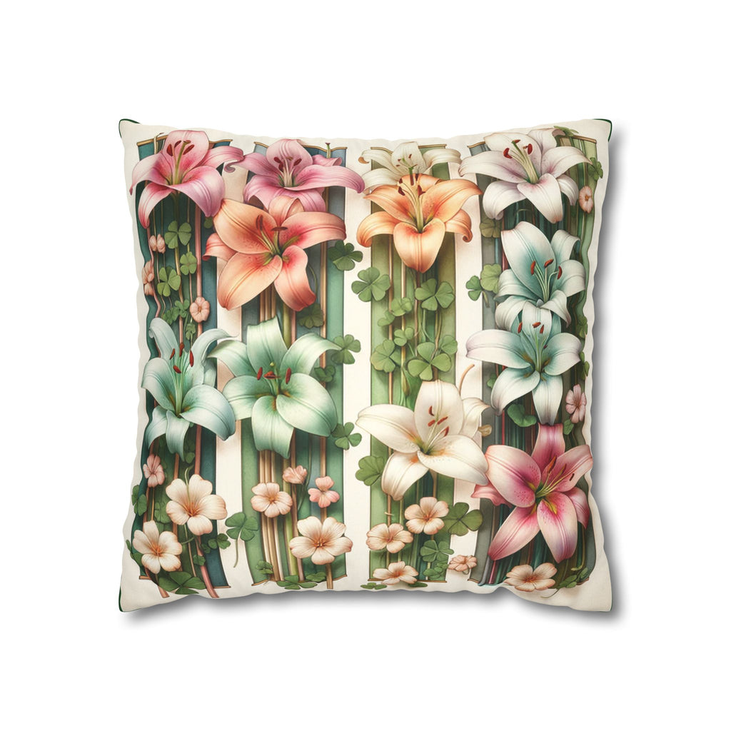 Lilies on a wall - Suede Square Pillowcase