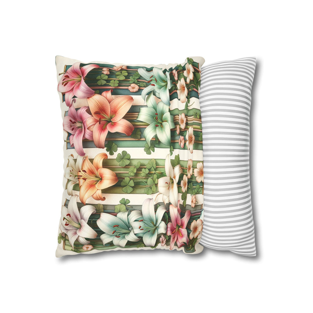 Lilies on a wall - Suede Square Pillowcase