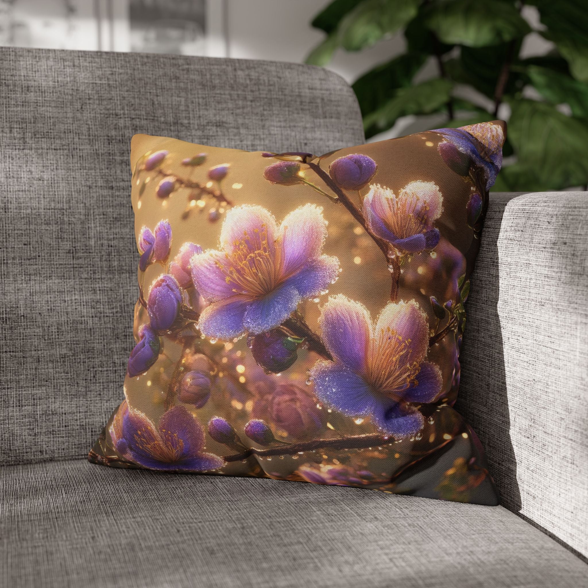 White-lavender flowers - Polyester Square Pillowcase