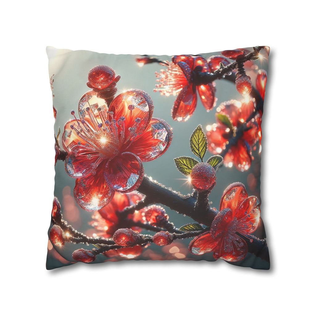 Red diamond flowers (at sunrise) - Suede Square Pillowcase
