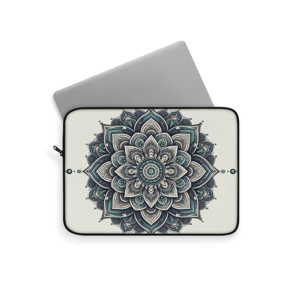 Grey and green Mandala - Laptop Sleeve