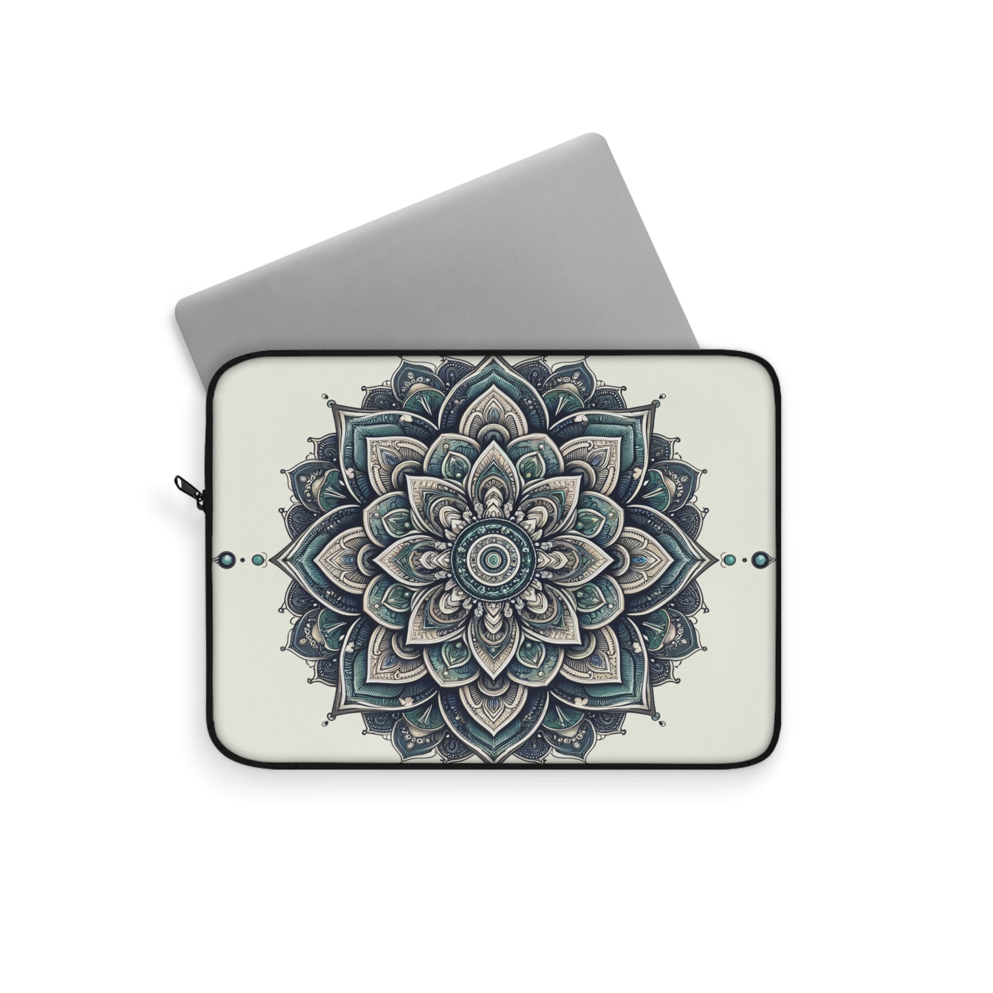 Grey and green Mandala - Laptop Sleeve