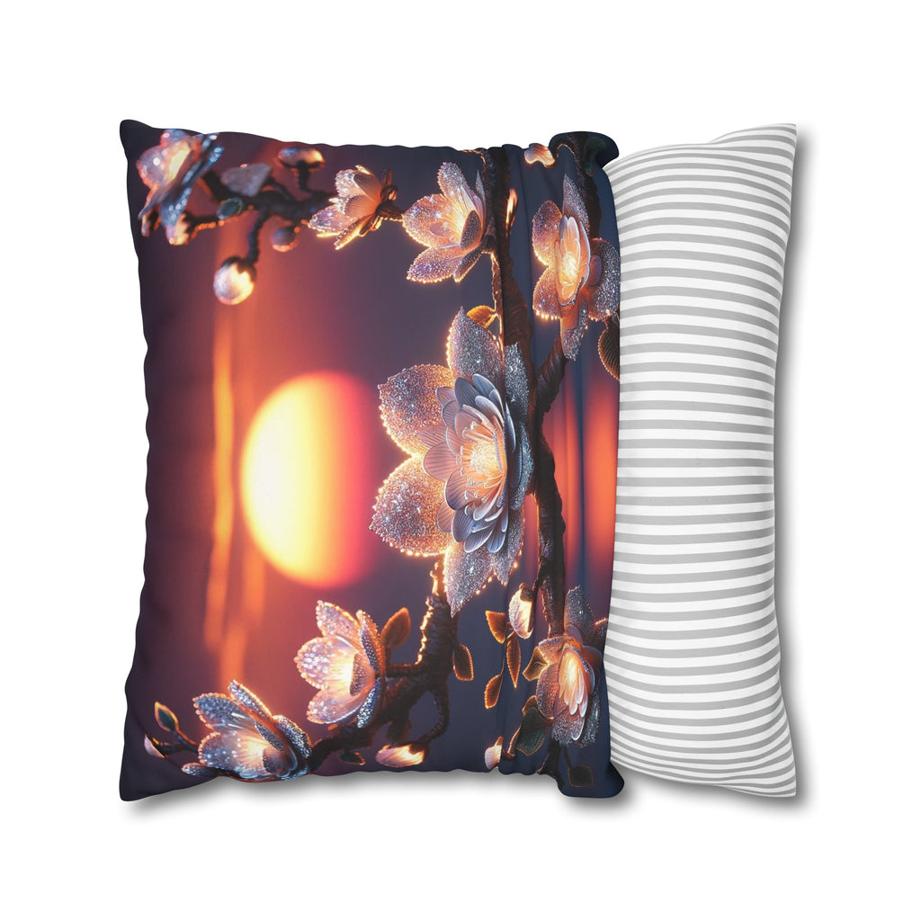 White, diamond flowers in the night - Suede Square Pillowcase
