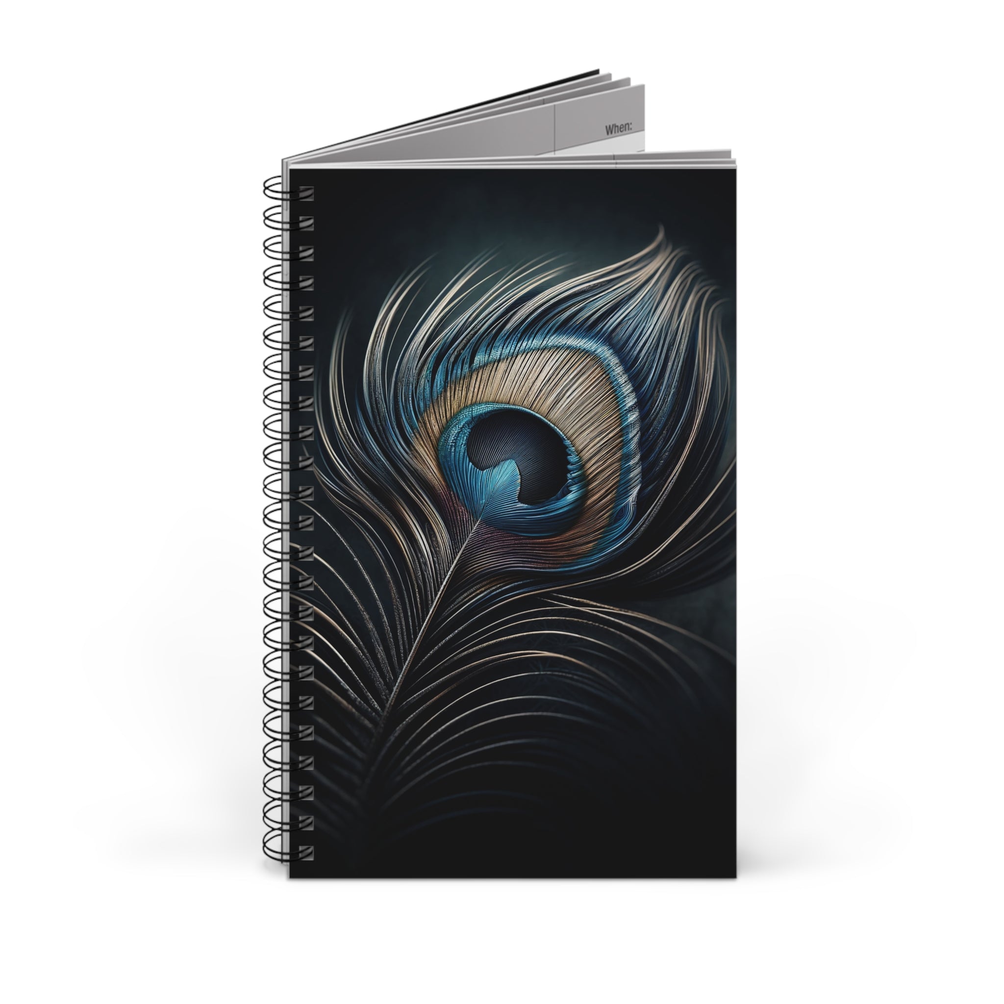 Fantasy Peacock Feather (Silver-Blue) - Spiral Journal