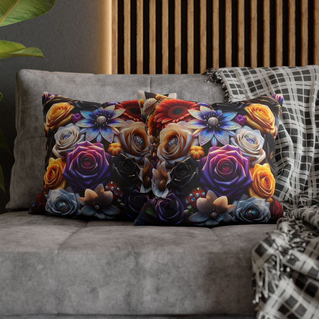 Colourful Bouquet (big flowers) - Polyester Square Pillowcase