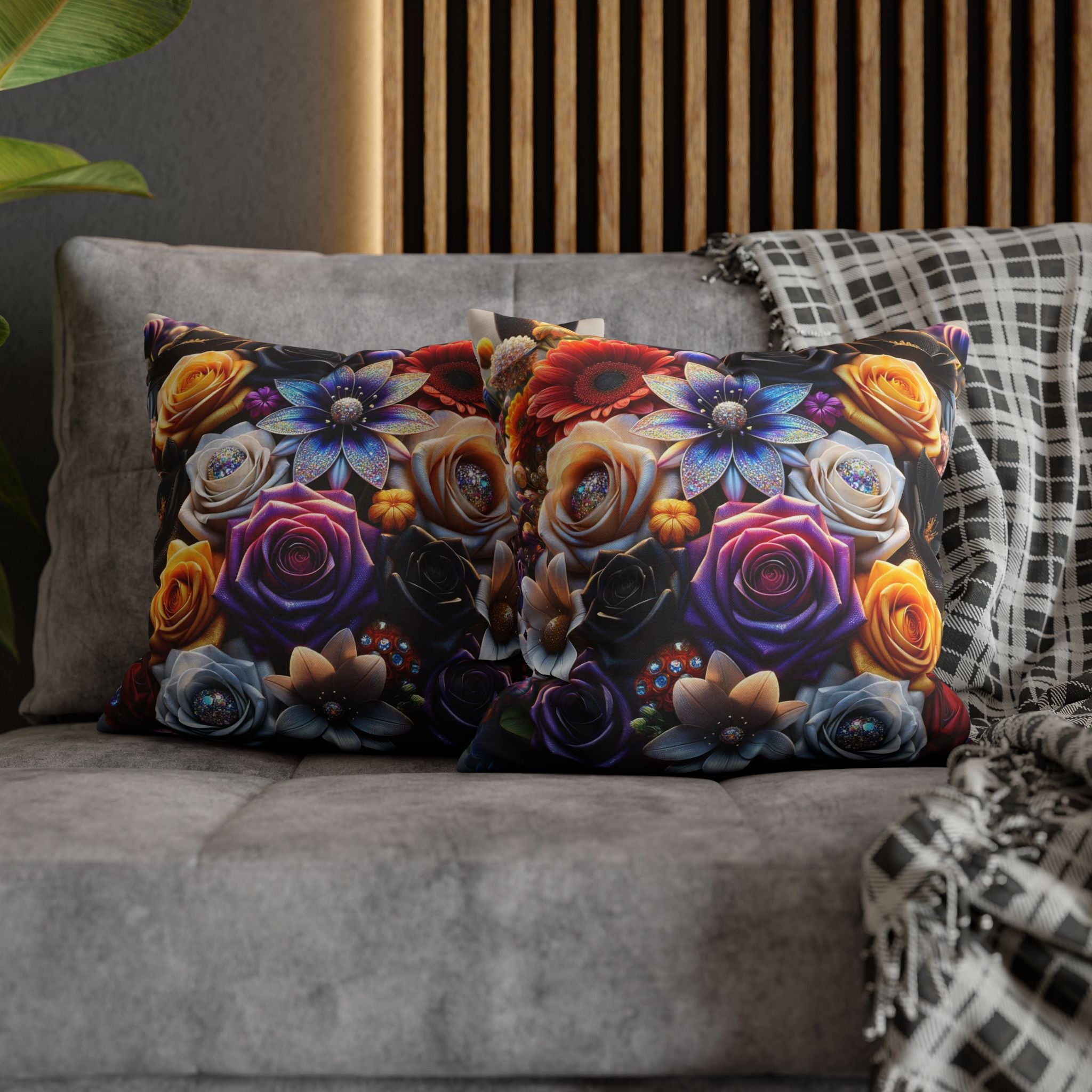 Colourful Bouquet (big flowers) - Polyester Square Pillowcase