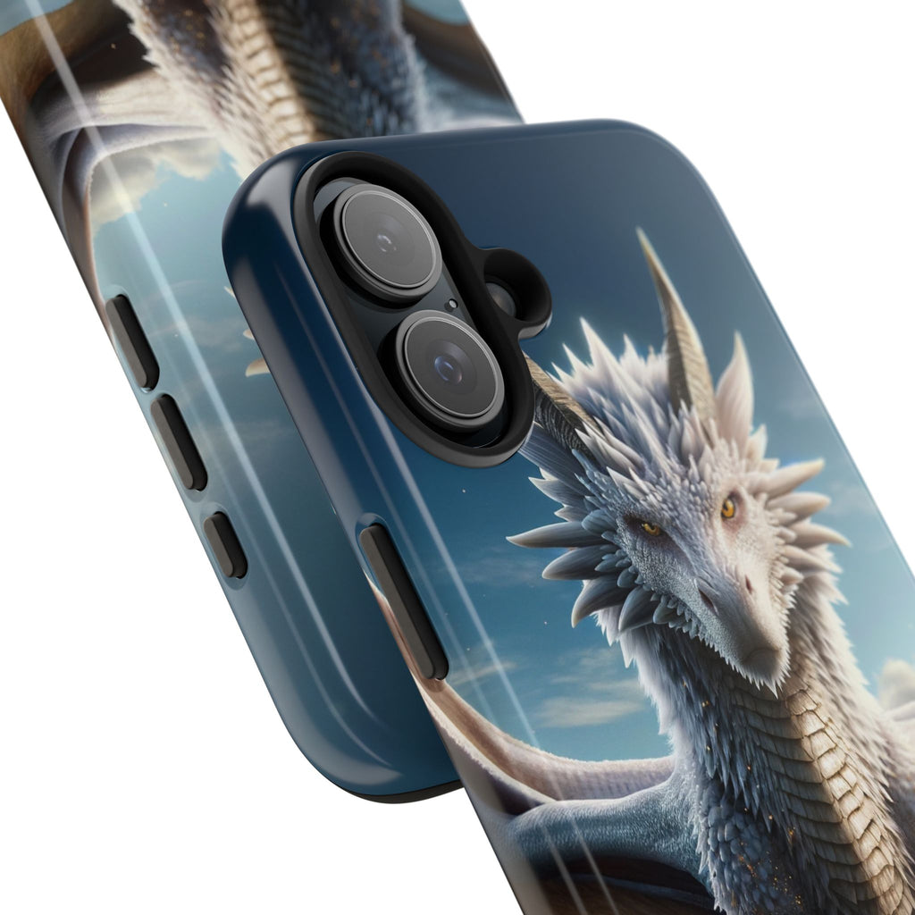 White dragon on a rock - Tough Phone Case