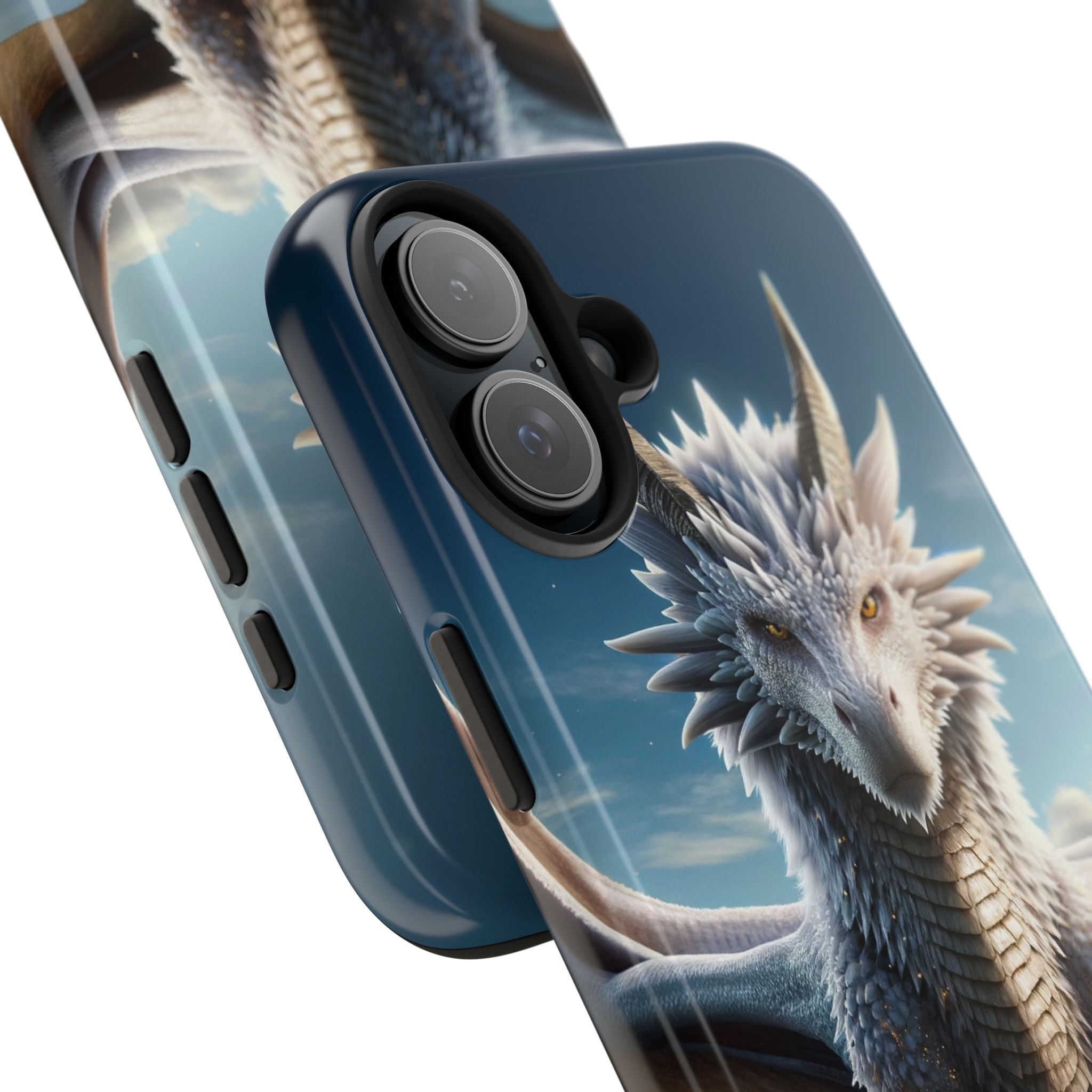 White dragon on a rock - Tough Phone Case