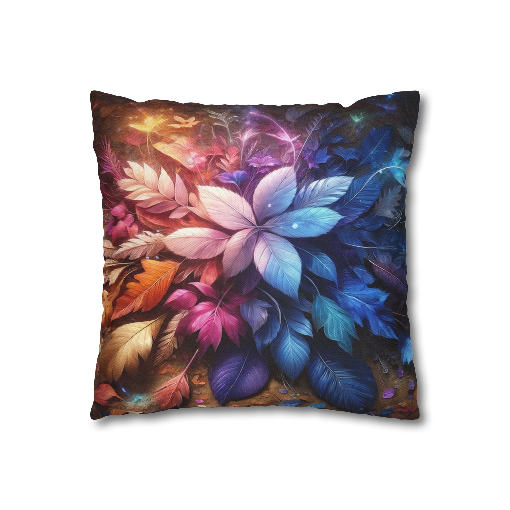 Pastel coloured magical Leaves - Polyester Square Pillowcase