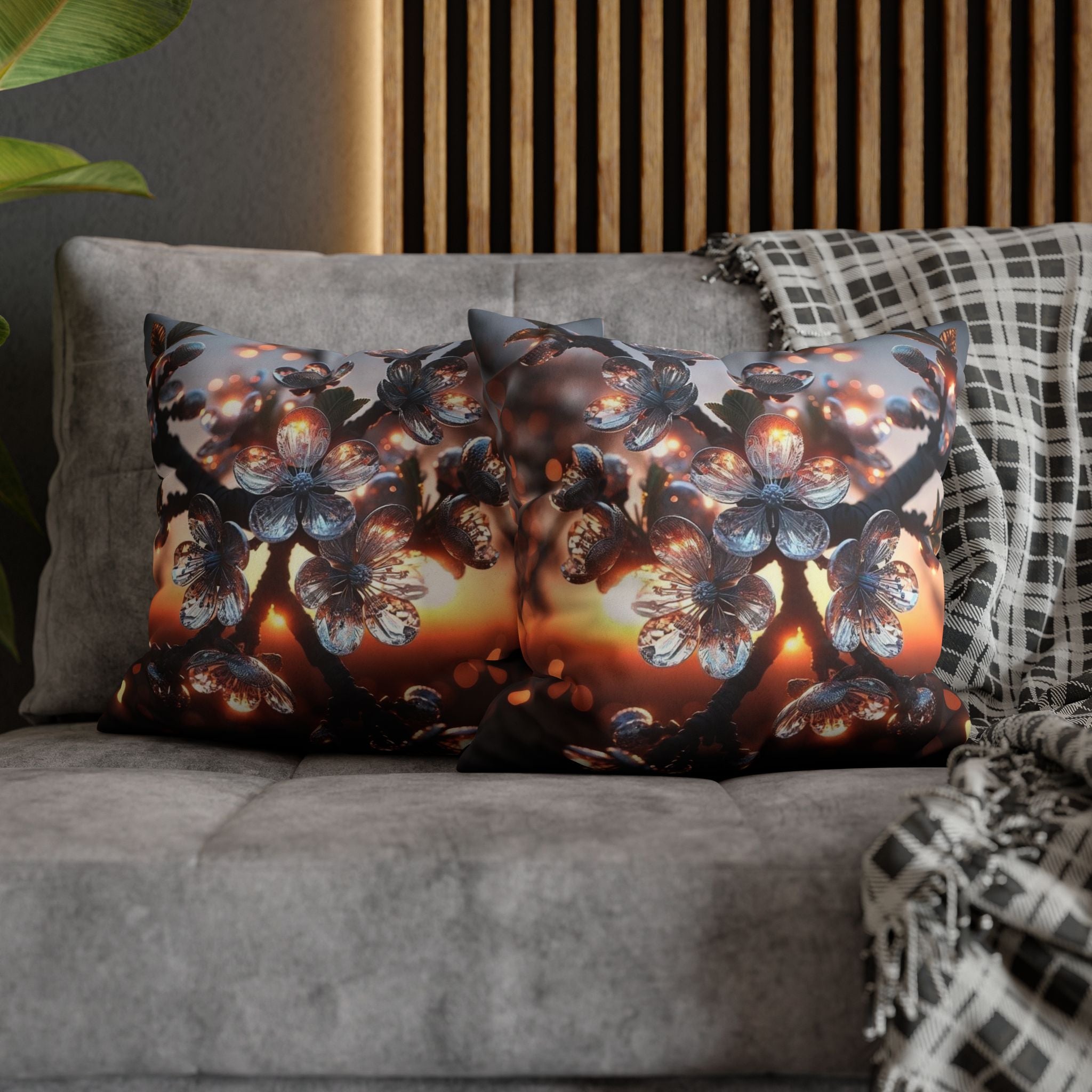 White, diamond flowers (in the evening) - Suede Square Pillowcase