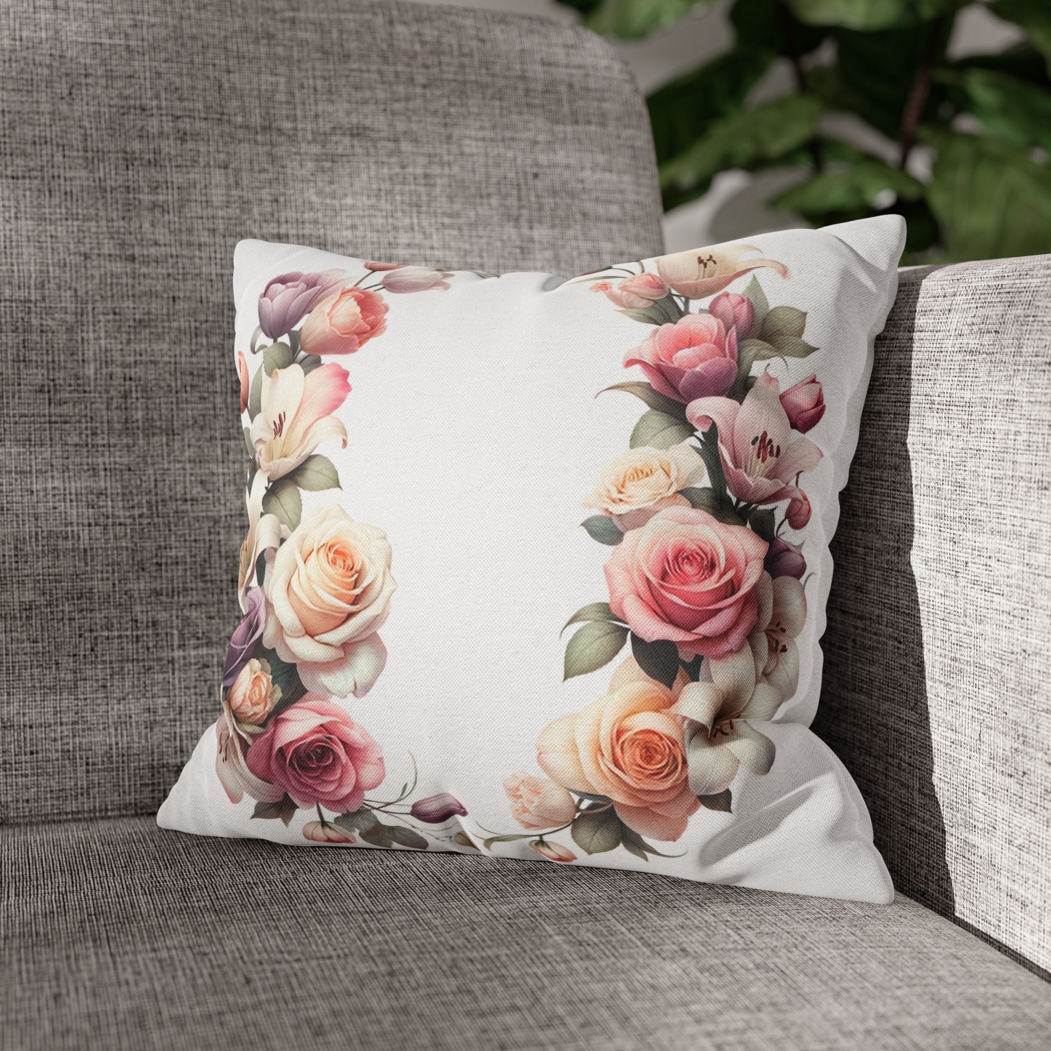 Roses on white background - Polyester Square Pillowcase