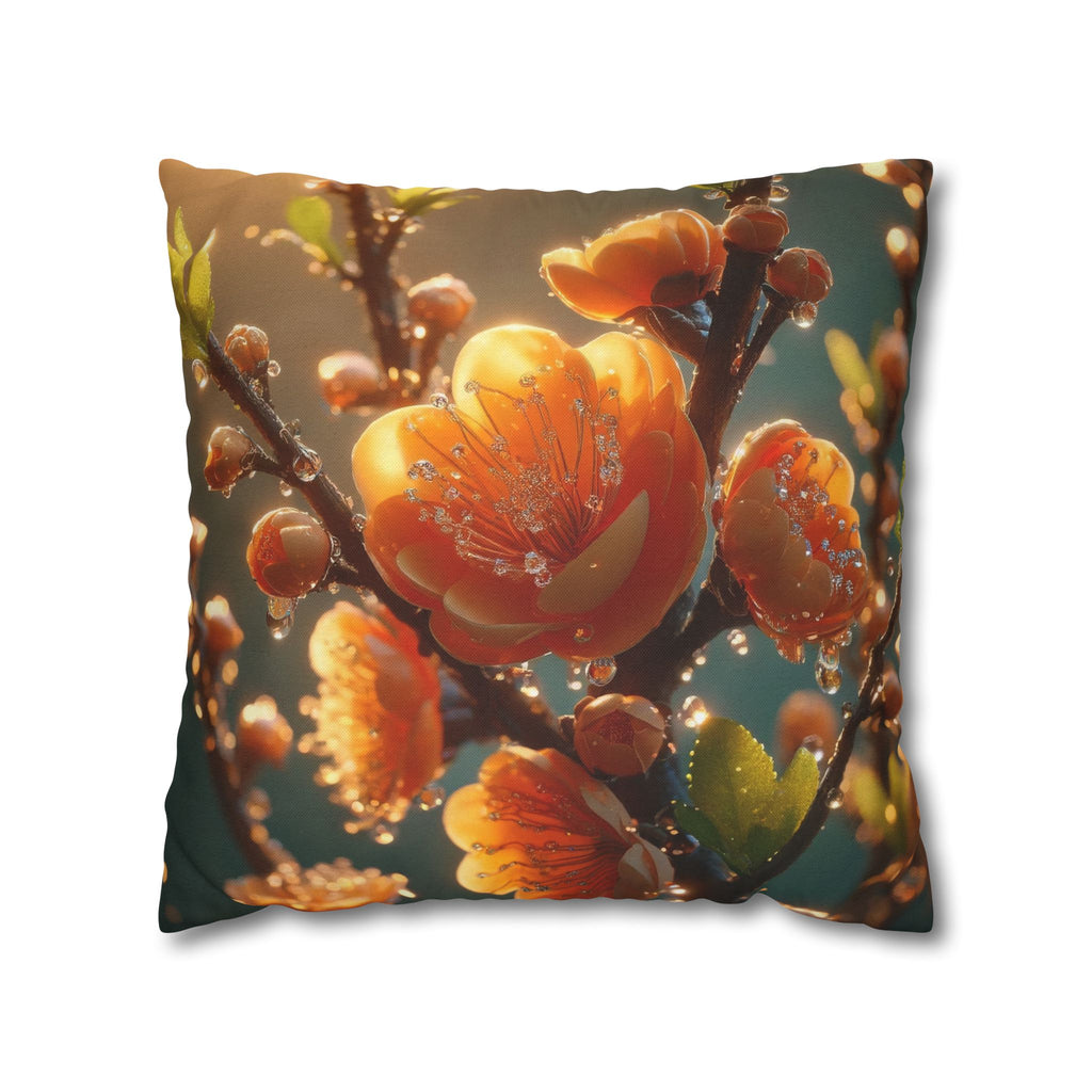 Orange-yellow diamond flowers - Polyester Square Pillowcase