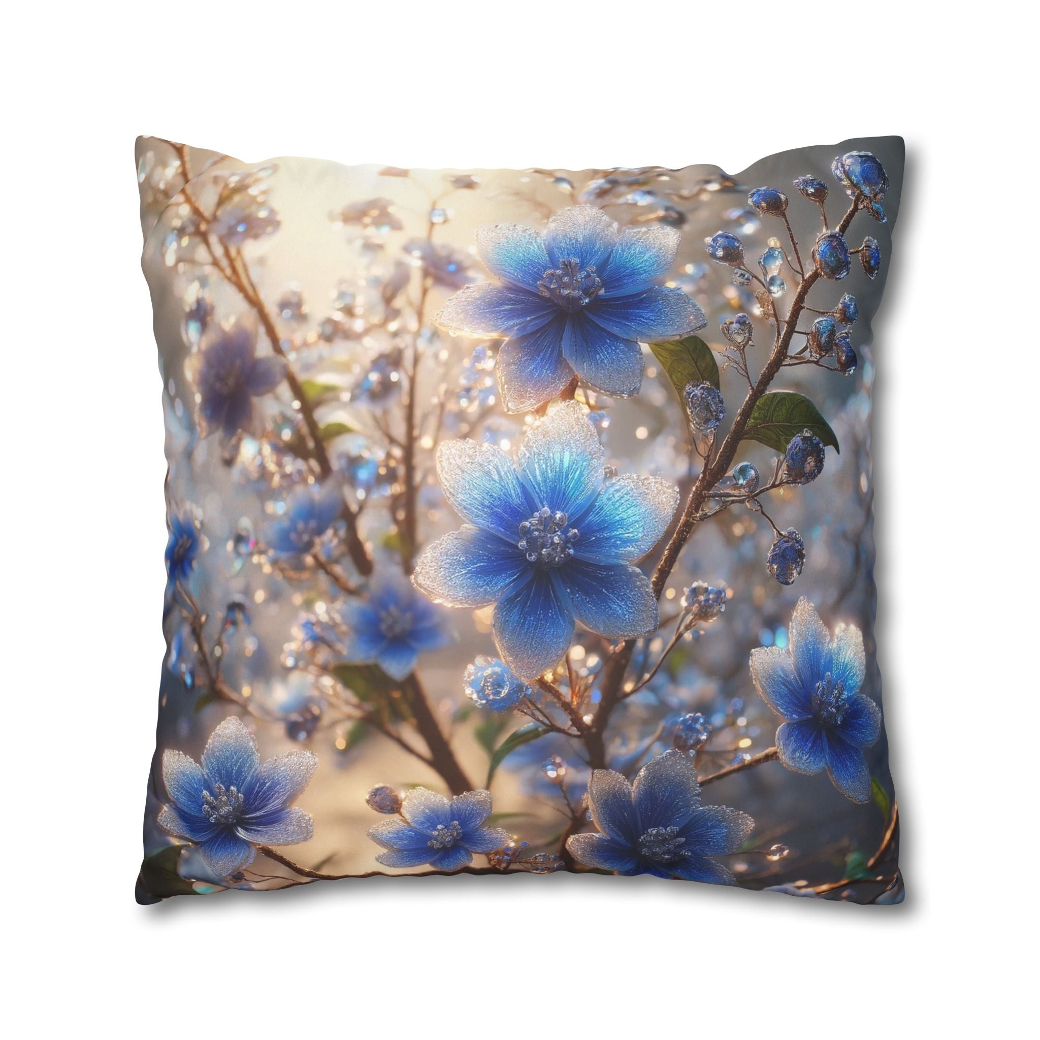 Blue flowers (in sunlight) - Suede Square Pillowcase