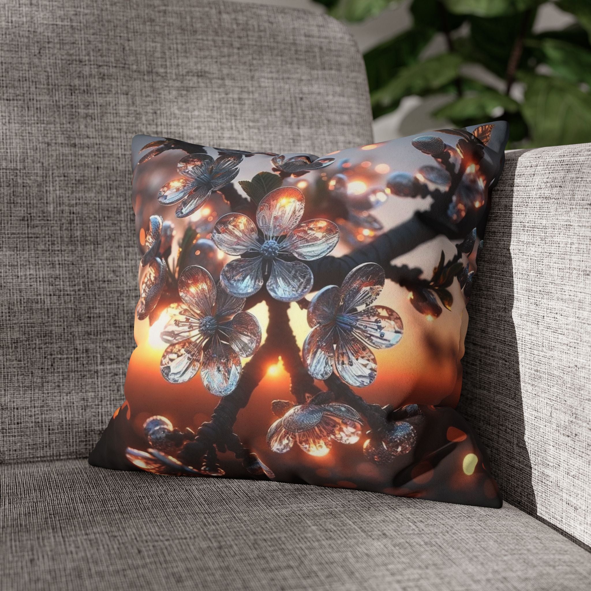 White, diamond flowers (in the evening) - Suede Square Pillowcase