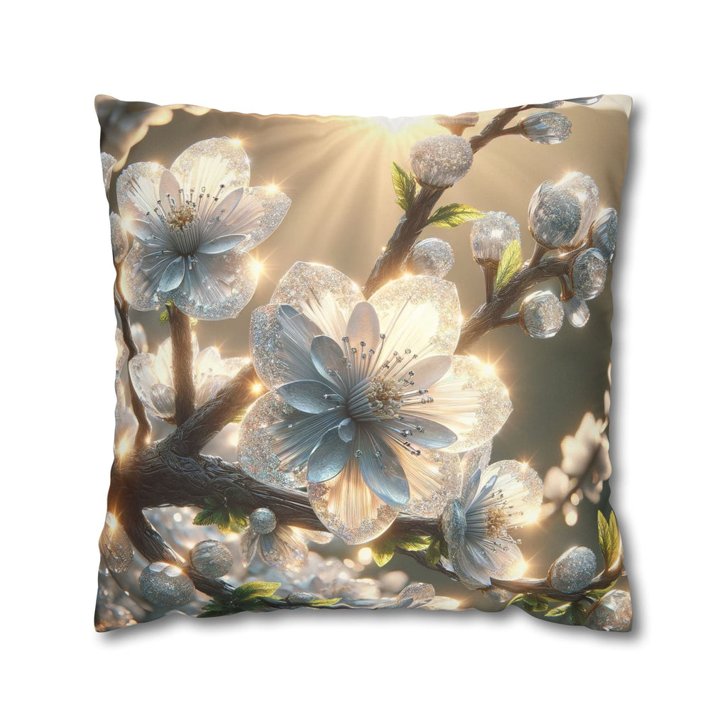 Big silver and white flowers - Suede Square Pillowcase
