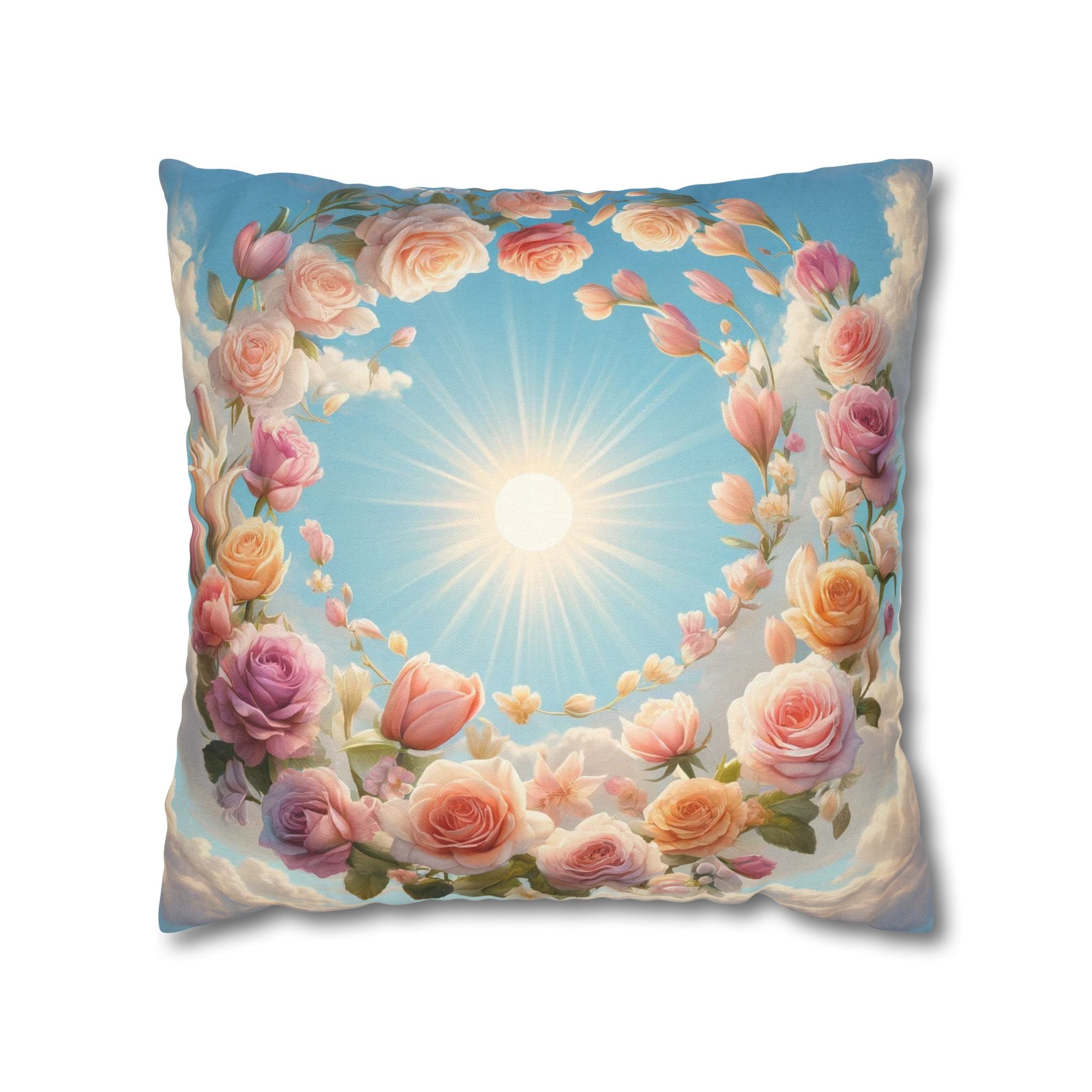 Roses in a circle - Polyester Square Pillowcase