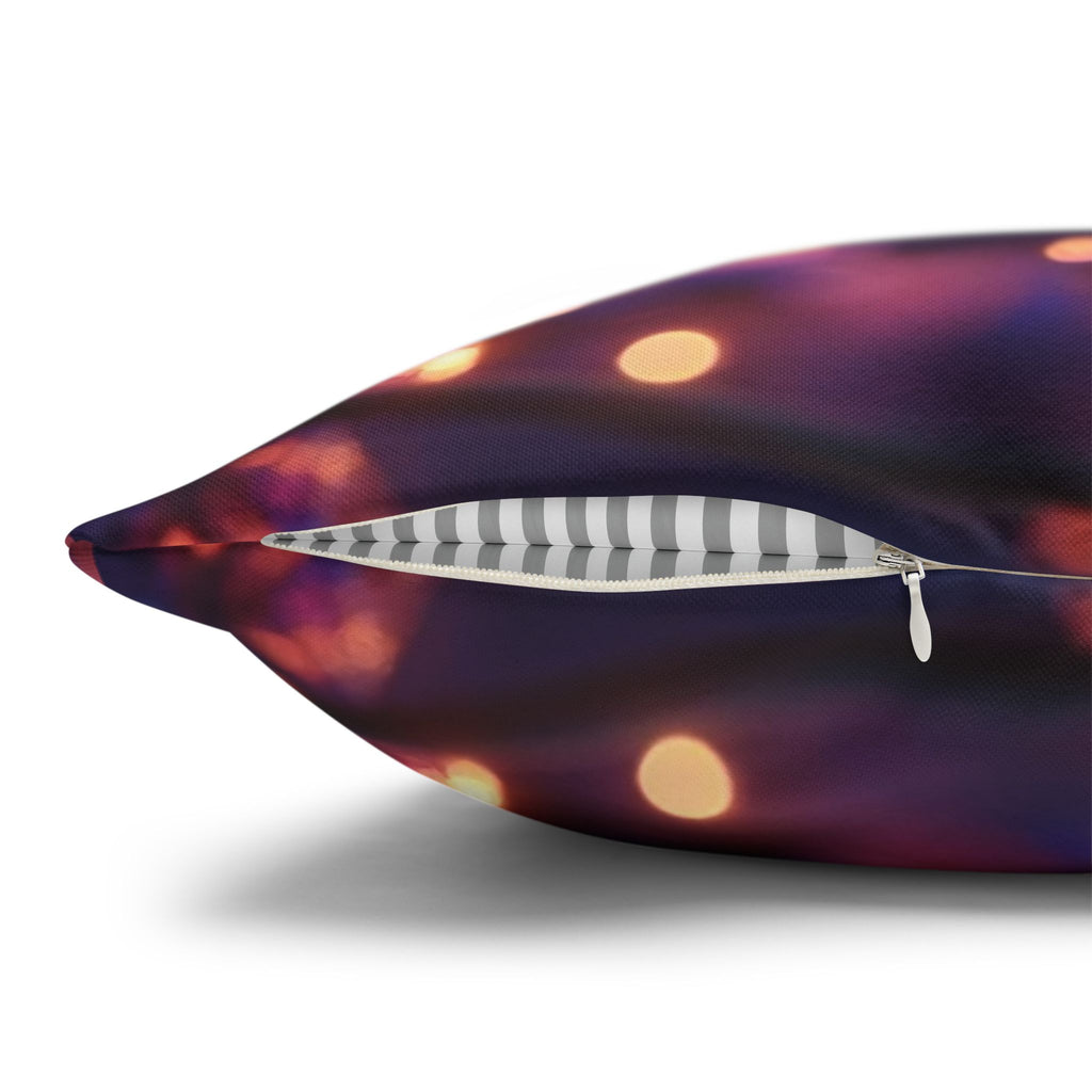 Purple diamond flowers (in sunset) - Polyester Square Pillowcase