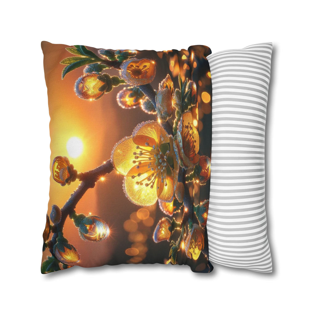 Yellow diamond-like flowers - Polyester Square Pillowcase