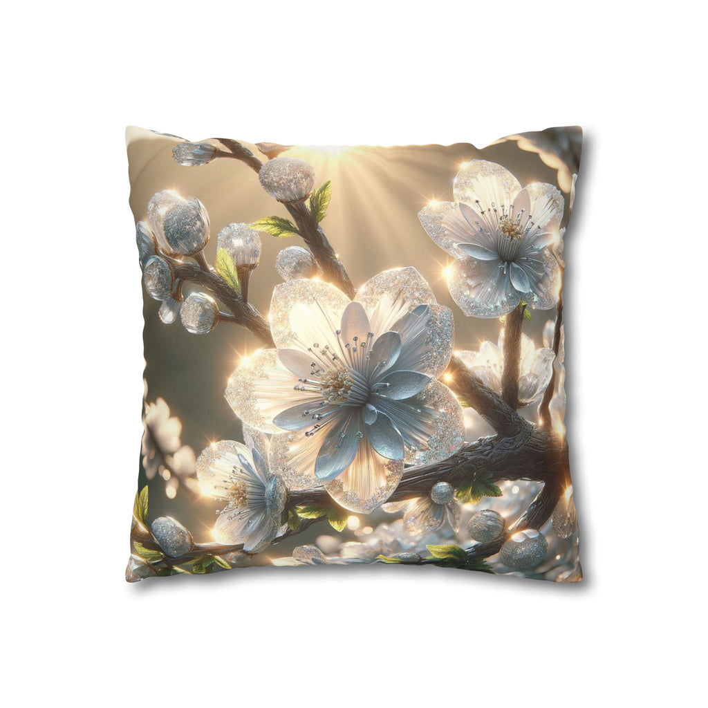 Big silver and white flowers - Suede Square Pillowcase