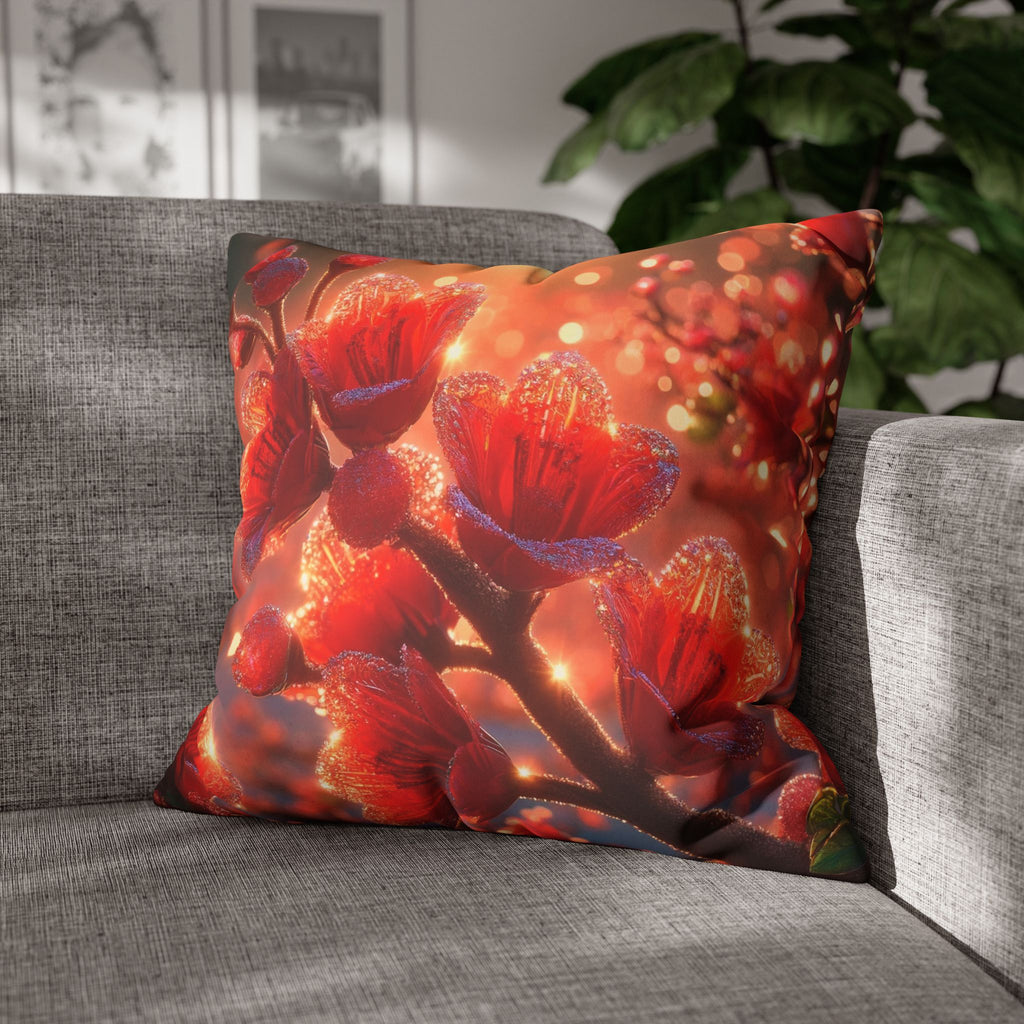 Red diamond flowers (in sunset) - Suede Square Pillowcase