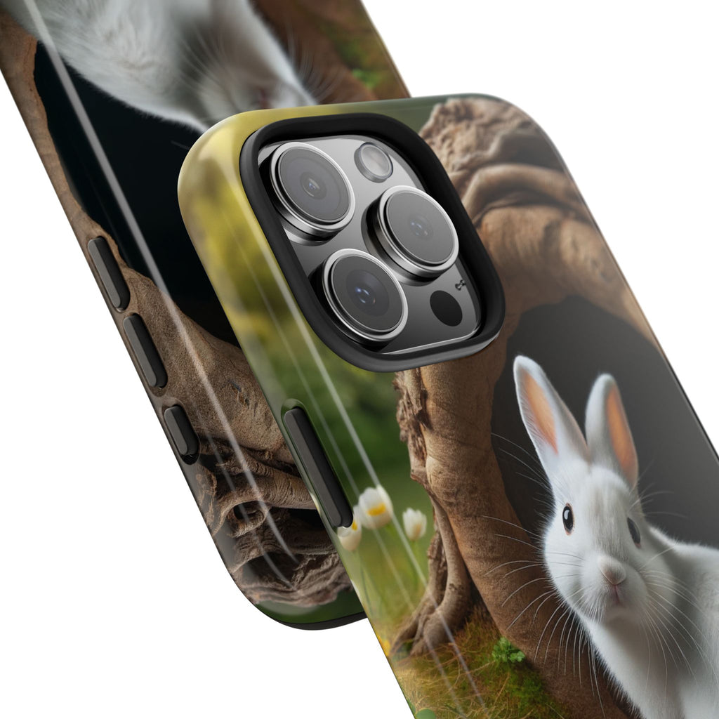 White curious rabbit - Tough Phone Case