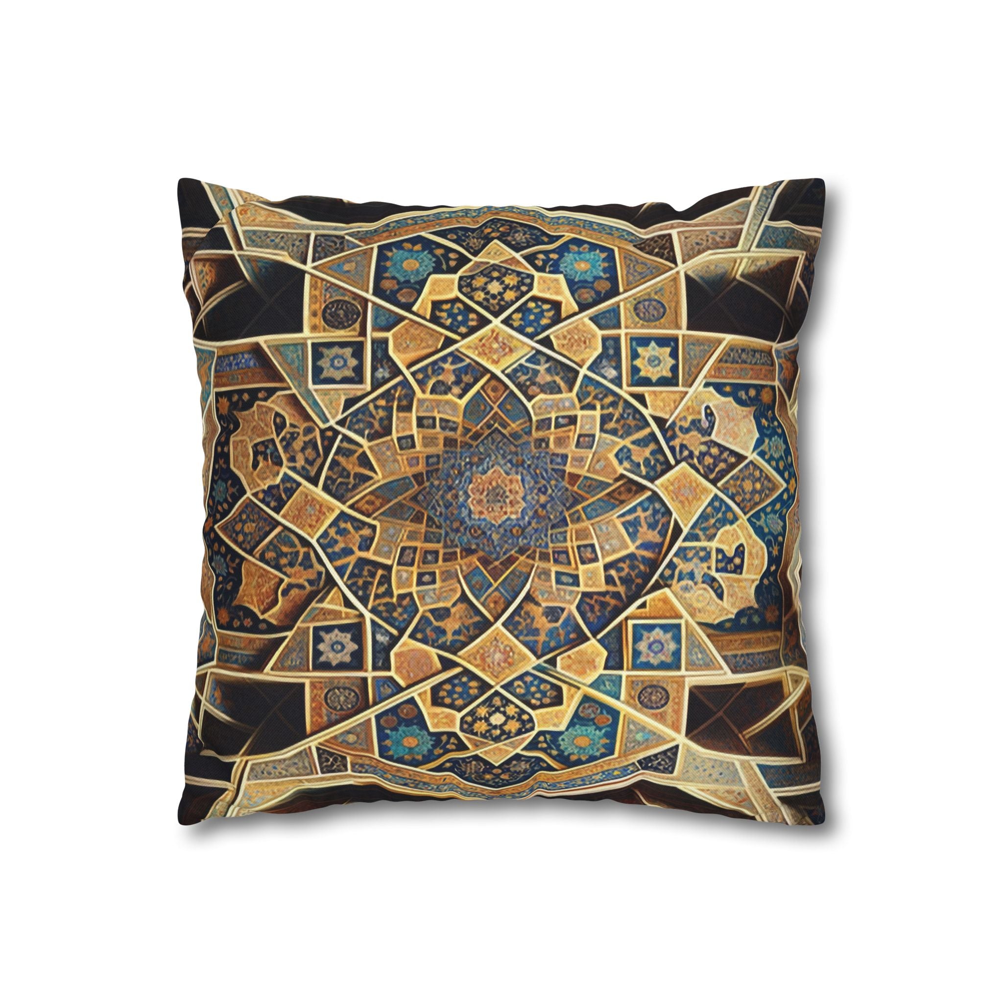 Persian Art, yellow-brown - Polyester Square Pillowcase