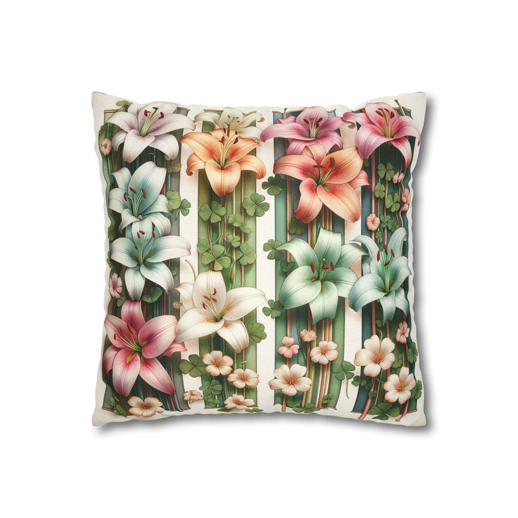 Lilies with little leaves - Polyester Square Pillowcase