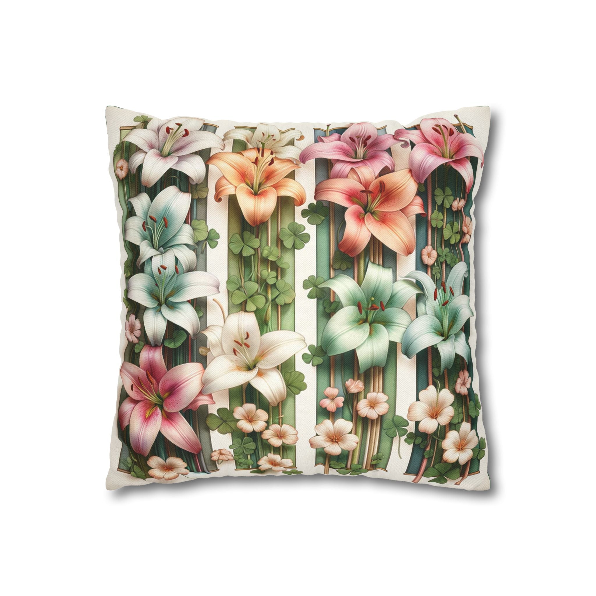 Lilies with little leaves - Polyester Square Pillowcase