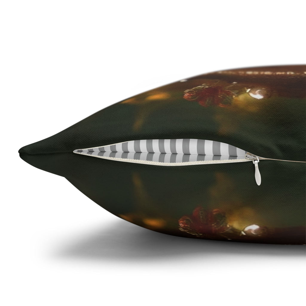 Red & white flowers in light background - Polyester Square Pillowcase