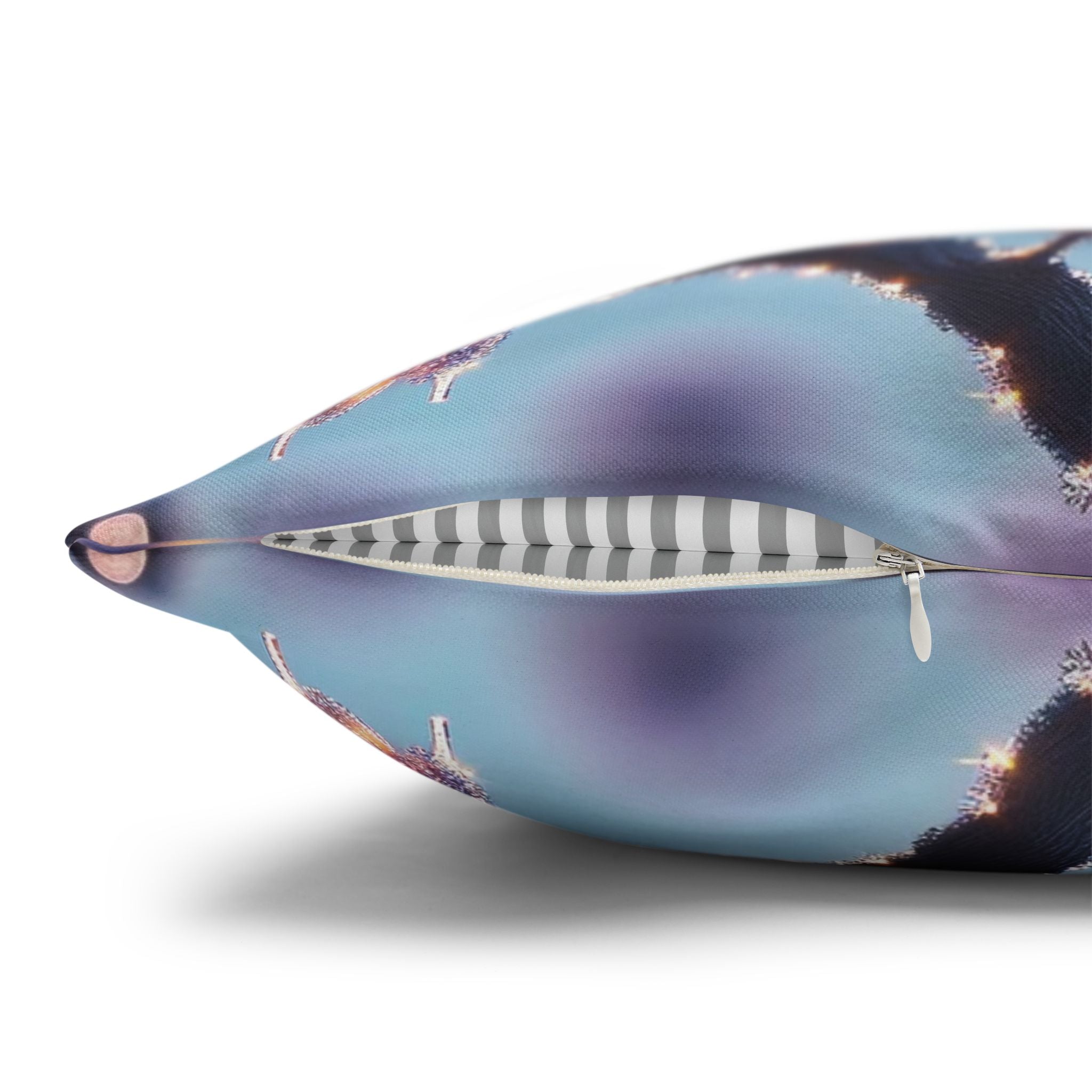 Lavender coloured flowers with sky blue background -  Polyester Square Pillowcase