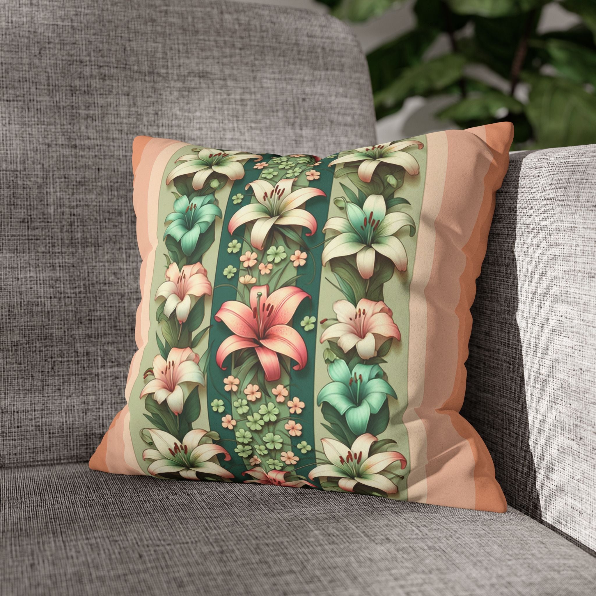 Pastel coloured Lilies - Suede Square Pillowcase