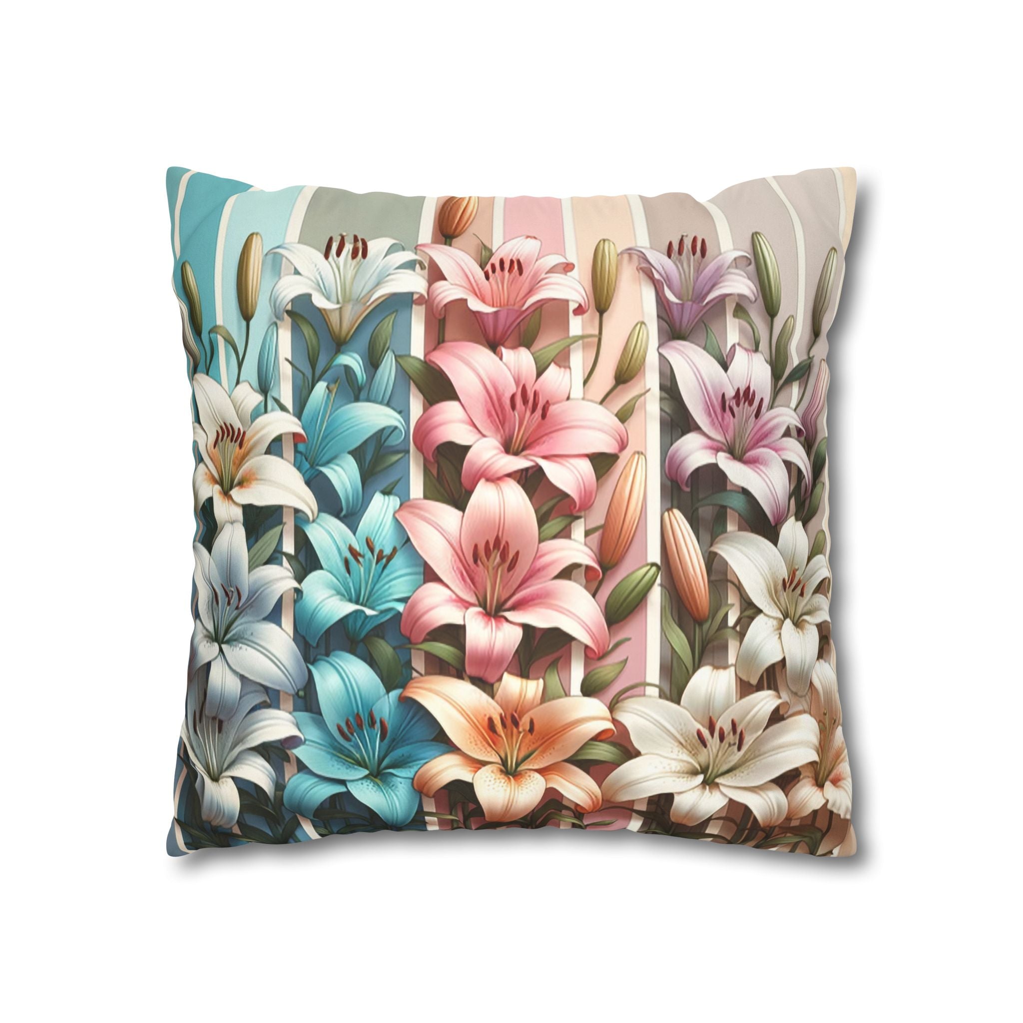 Lilies (in columns) - Suede Square Pillowcase