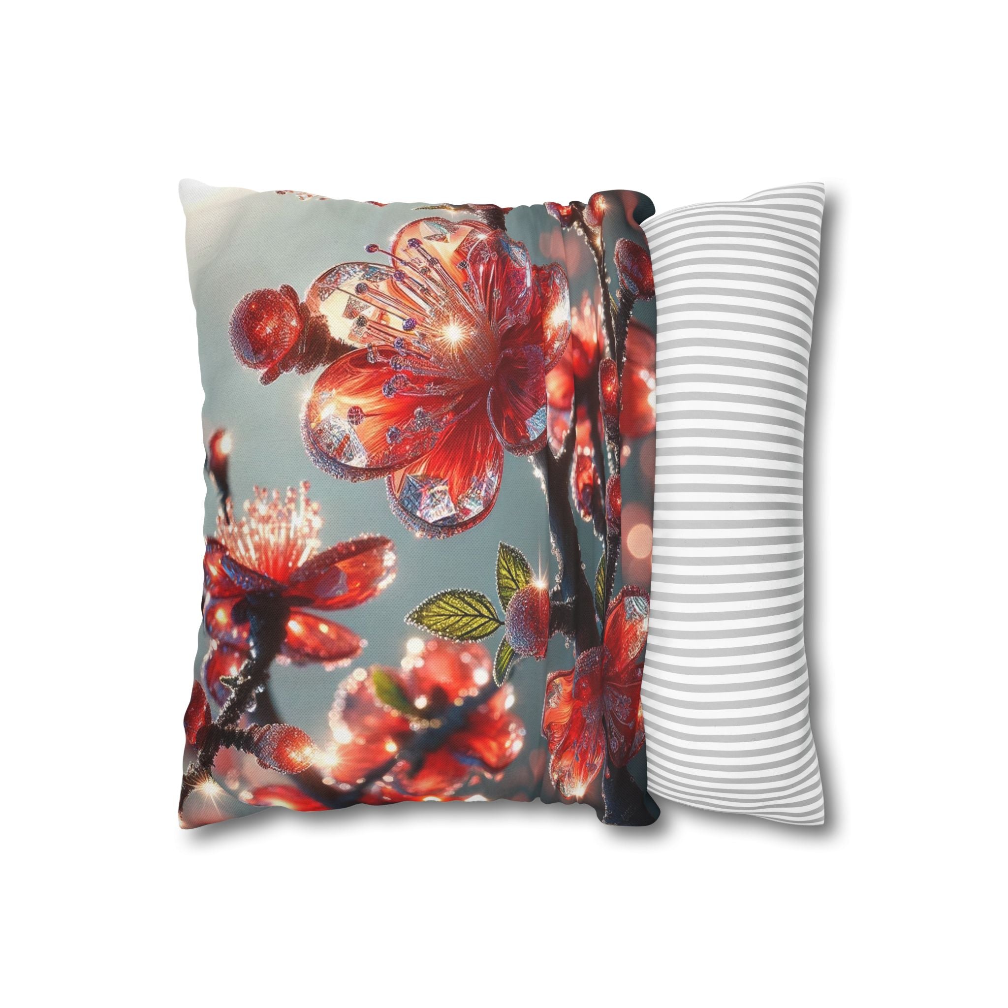Diamond-red flowers - Polyester Square Pillowcase