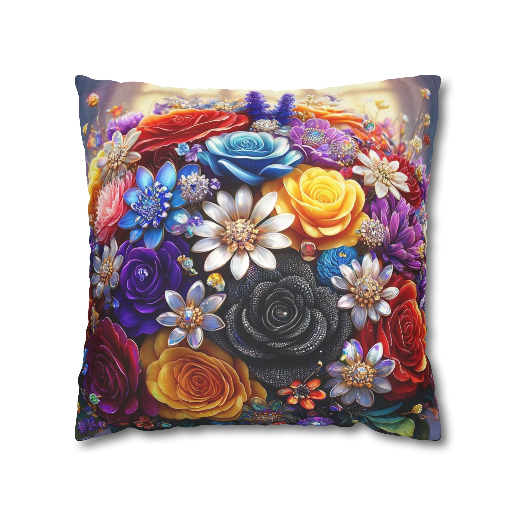 Bouquet of colourful flowers (in the sun) - Suede Square Pillowcase