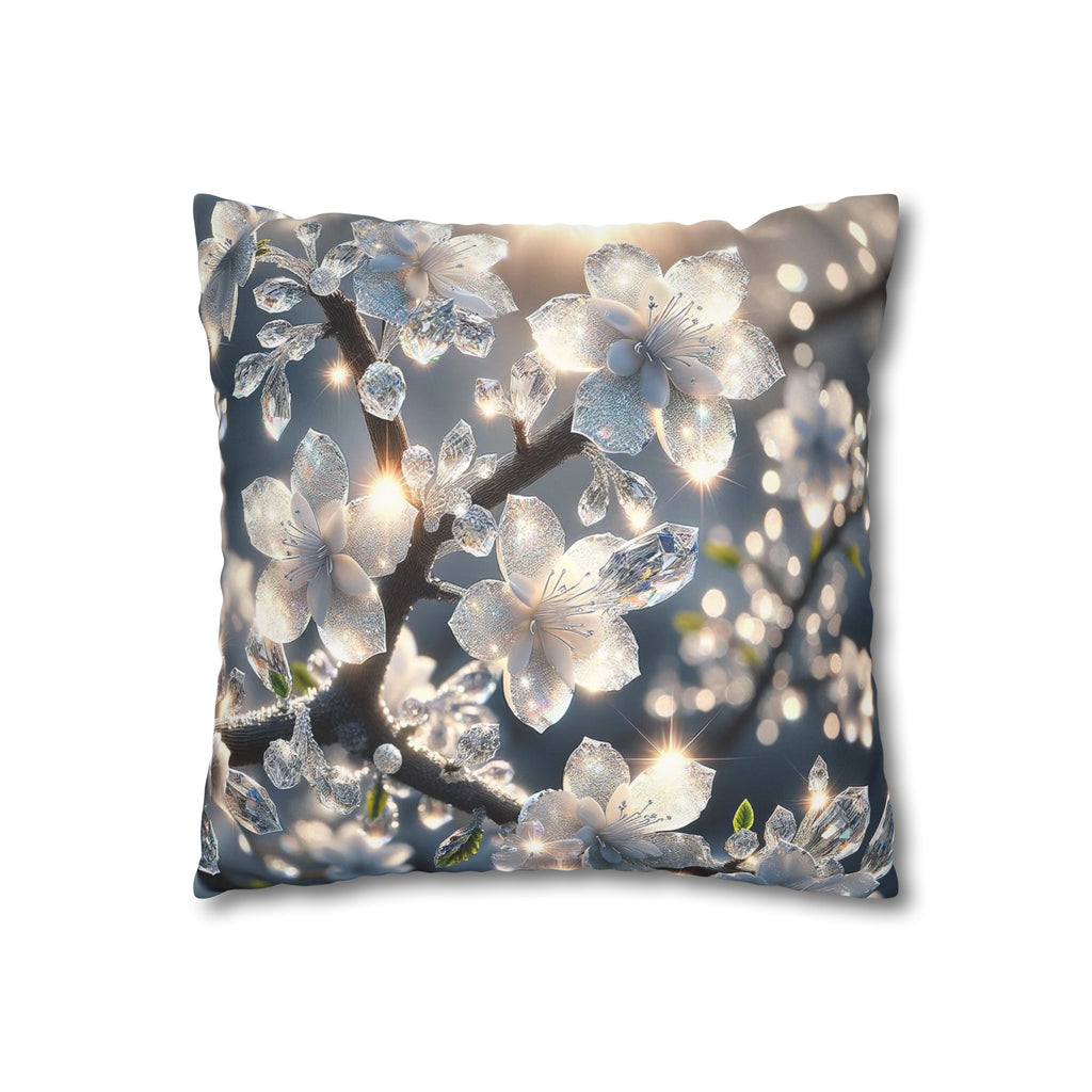 White, diamond flowers (5) - Suede Square Pillowcase