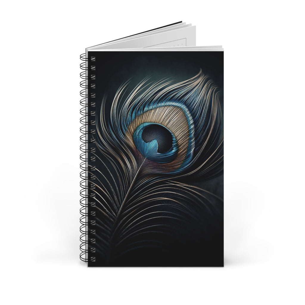 Fantasy Peacock Feather (Silver-Blue) - Spiral Journal