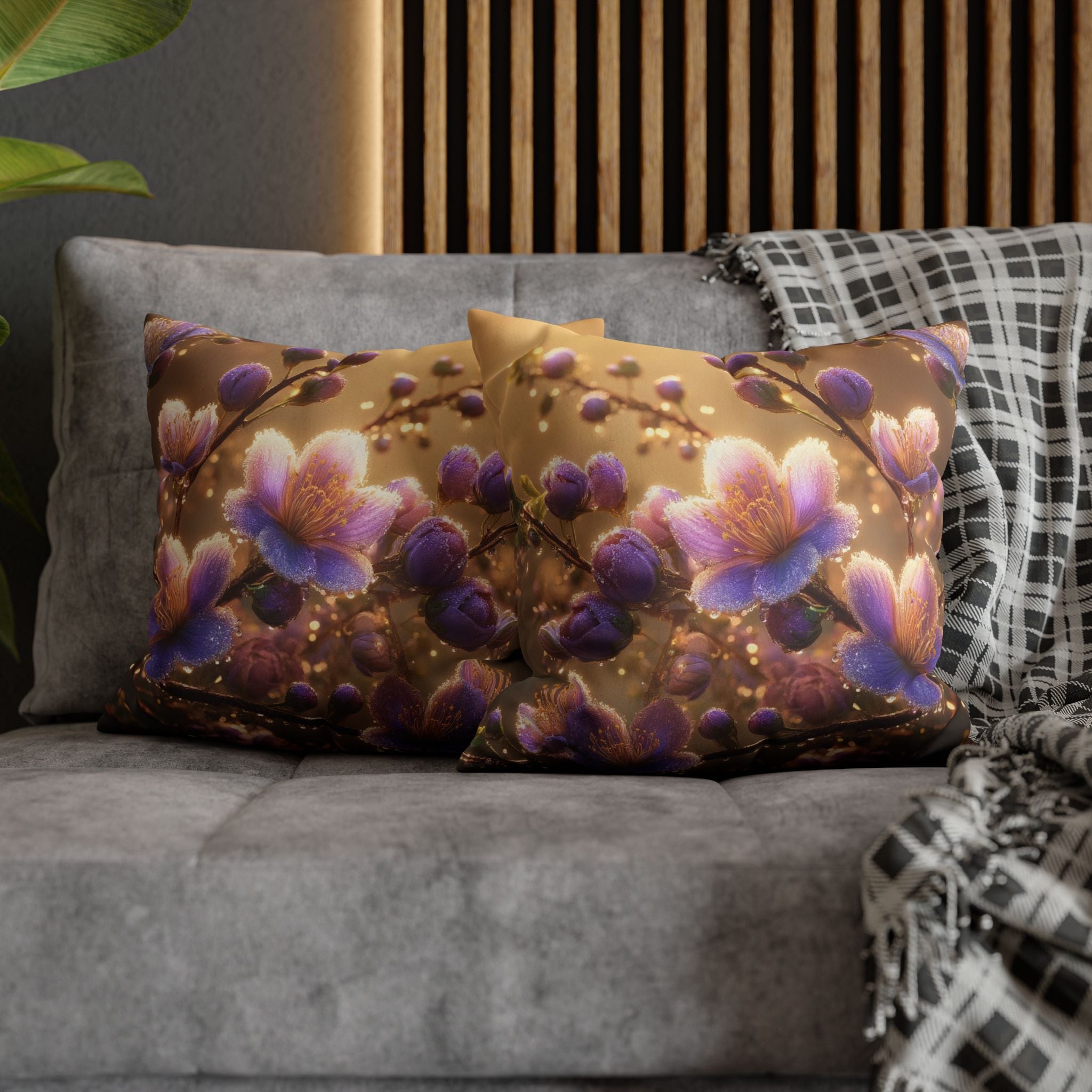 Purple and white flowers - Suede Square Pillowcase