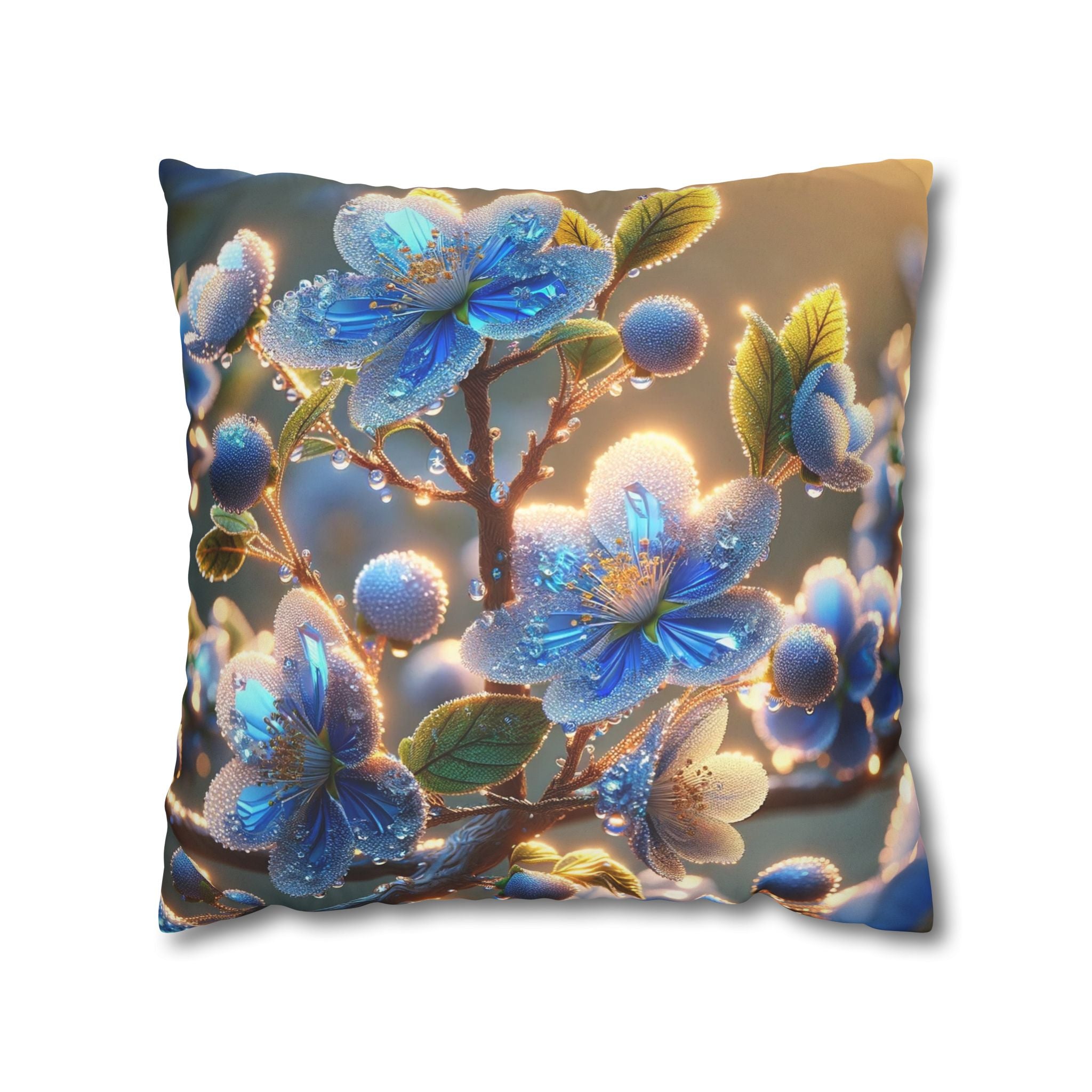 White-blue flowers - Suede Square Pillowcase