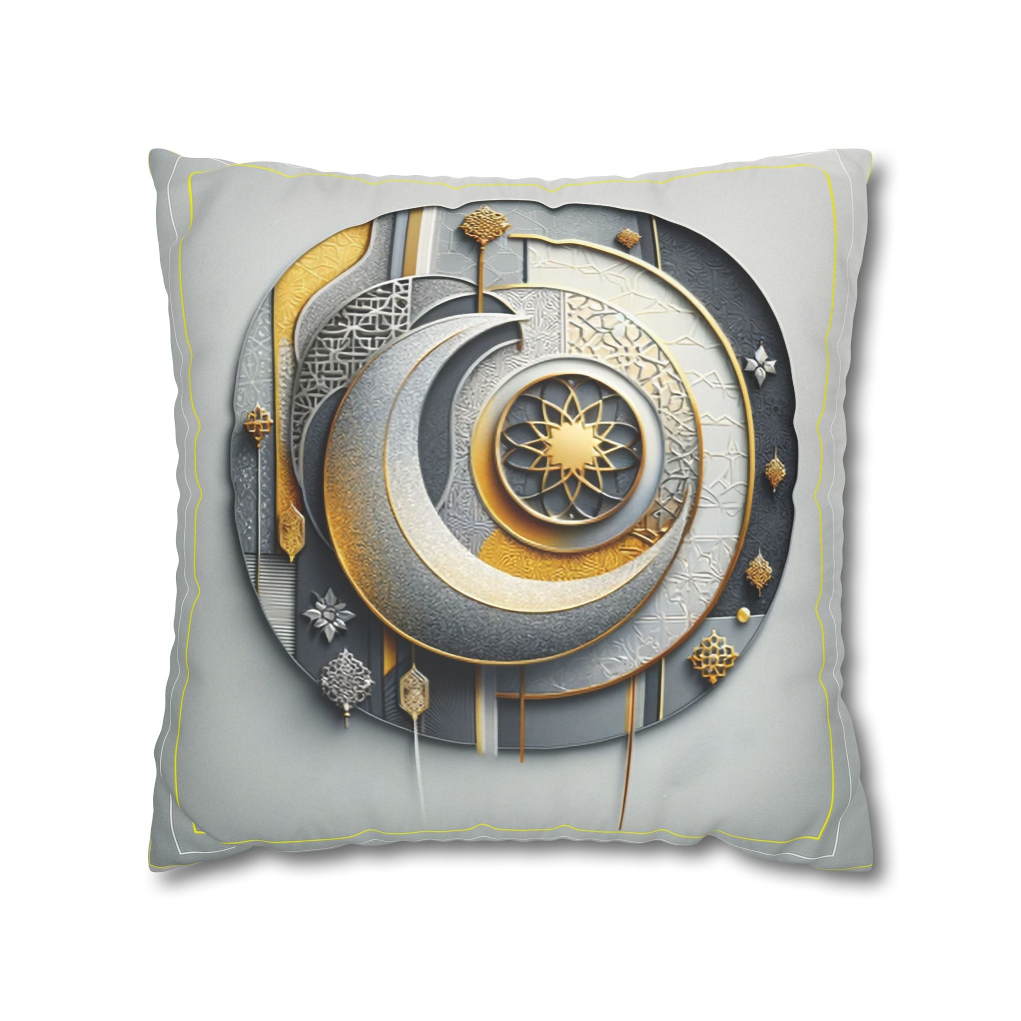Islamic Art (gold, silver and grey) - Suede Square Pillowcase